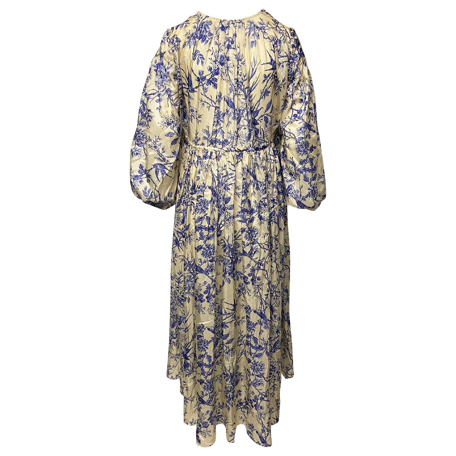 Zimmermann Puff Sleeve Floral Maxi Dress in Blue and Cream Silk Multiple colors ref.408408 ...