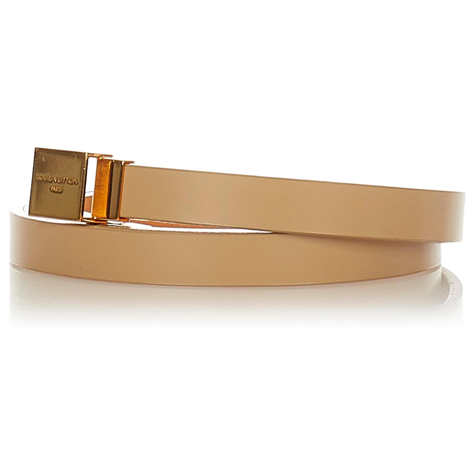 Louis Vuitton Brown Inventeur Leather Belt Golden Light brown