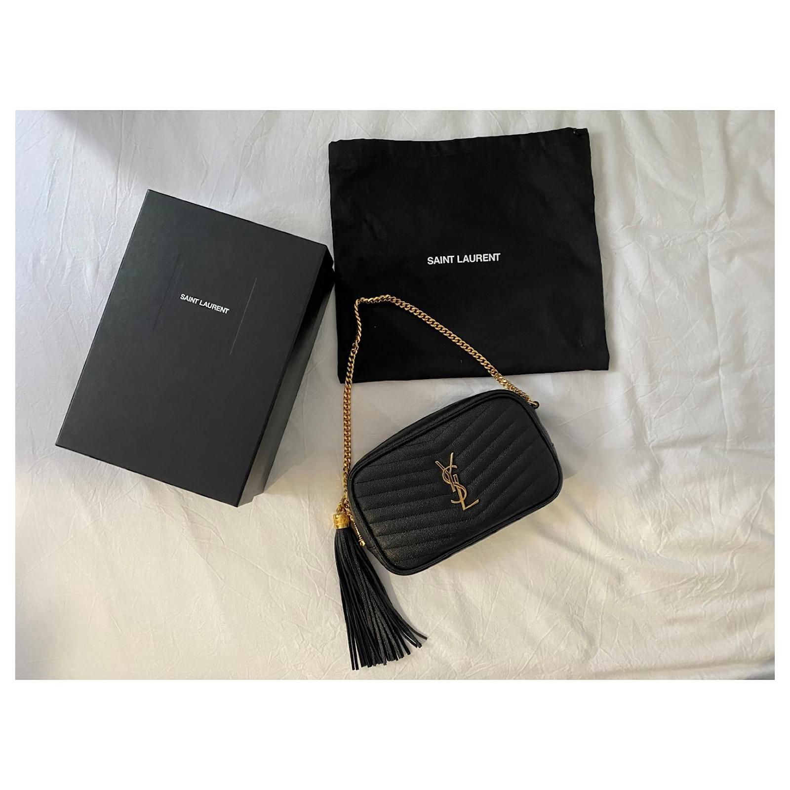 Loulou Yves Saint Laurent Mini Lou in grain de poudre embossed quilted  leather Black ref.409037 - Joli Closet