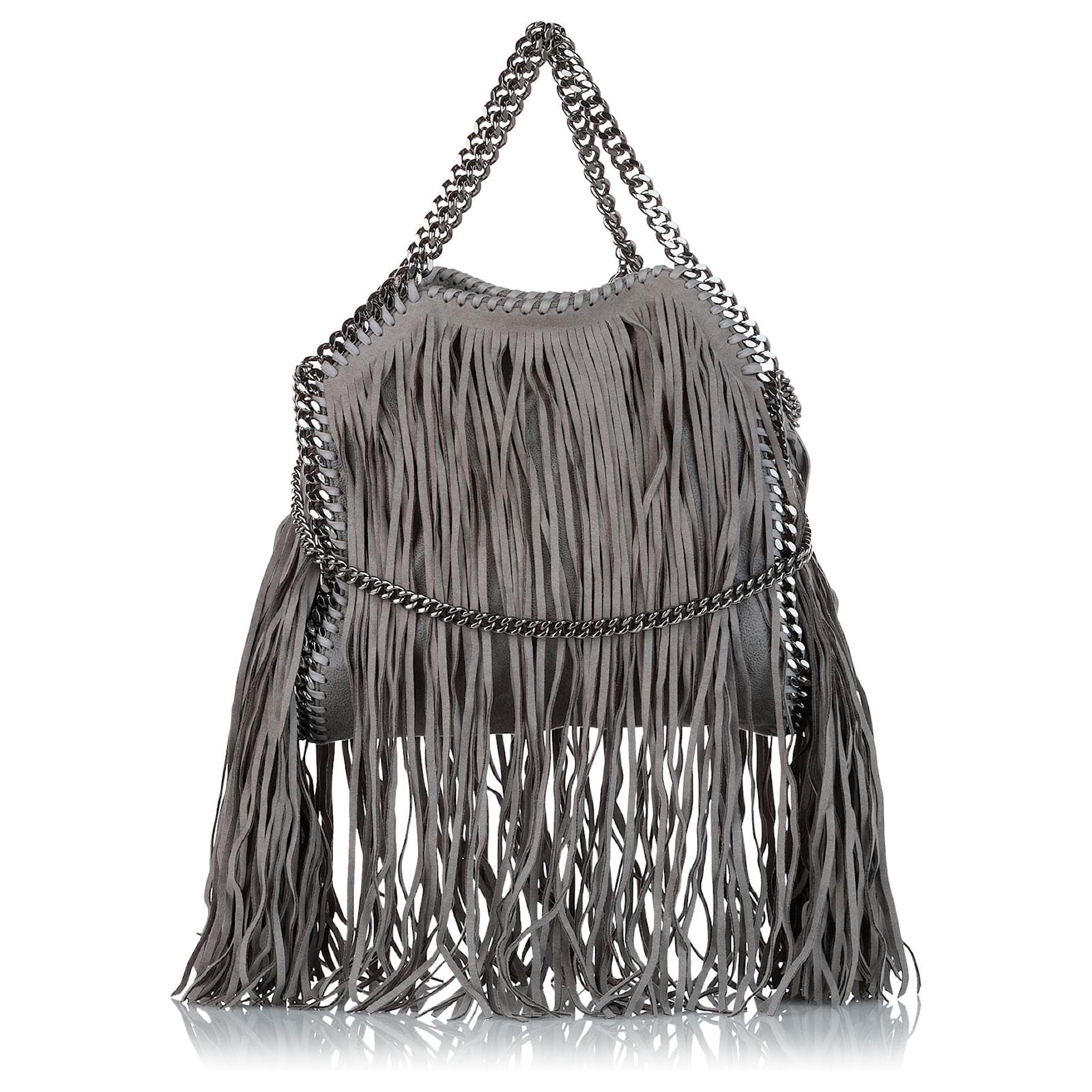 Stella Mc Cartney Stella McCartney Gray Falabella Fringe Satchel Grey ...