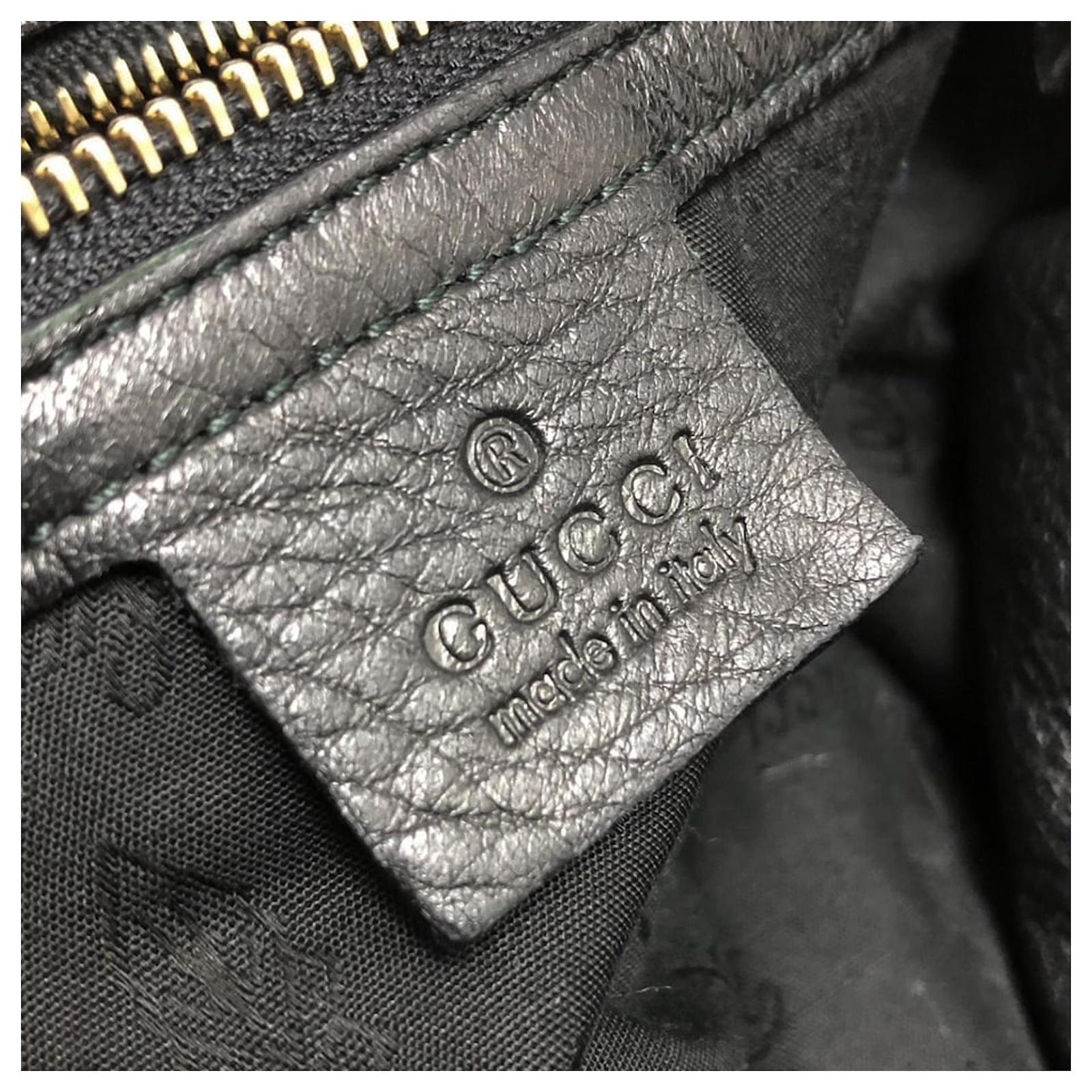 Gucci Black G Wave Leather Shoulder Bag Pony-style calfskin