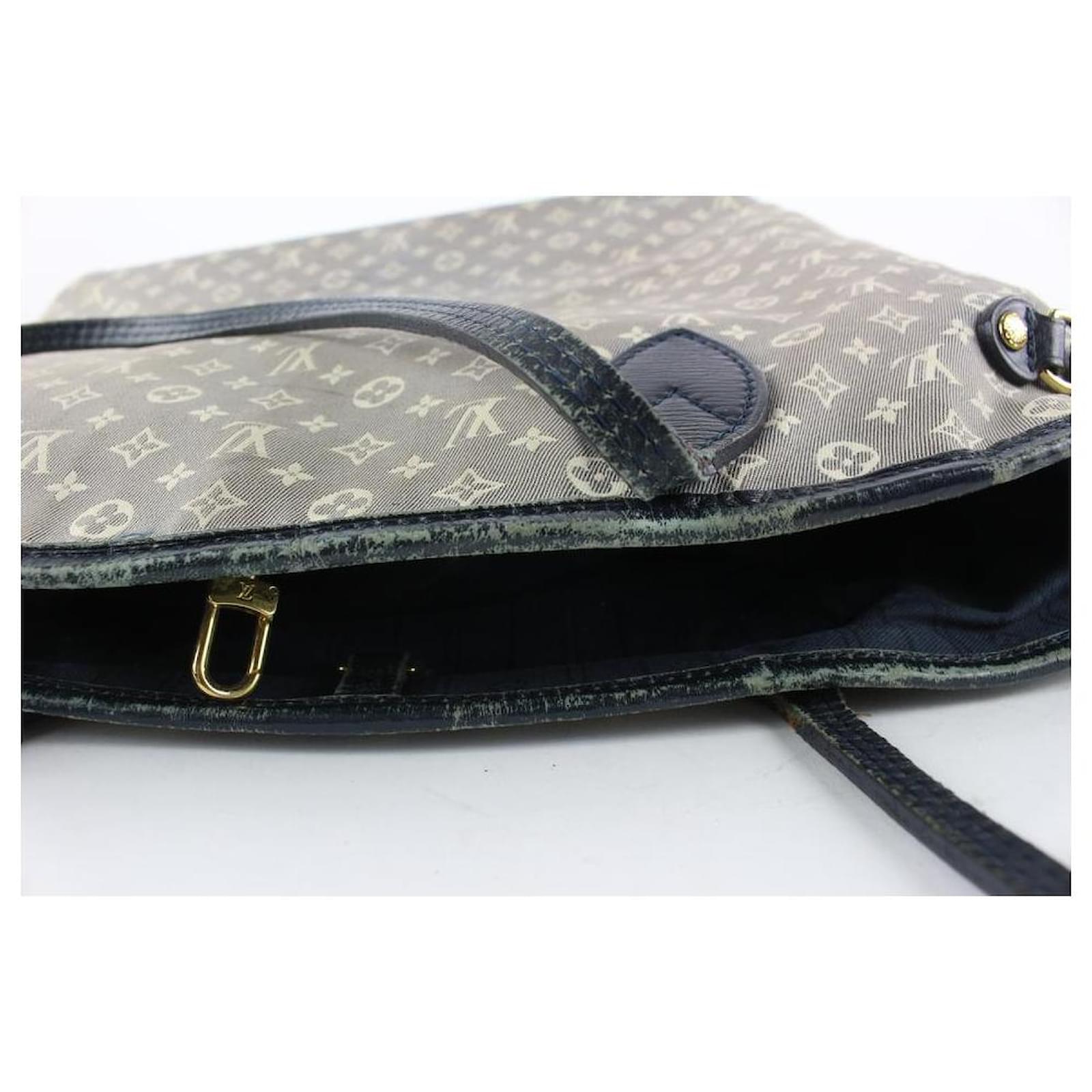 Louis Vuitton Grey x Navy Monogram Idylle Mini Lin Neverfull MM Tote Bag  15LV1104 Leather ref.410473 - Joli Closet