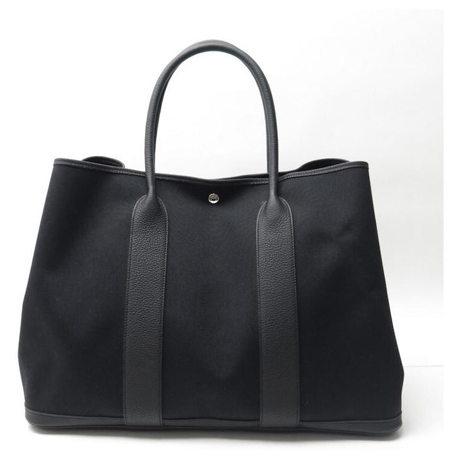 Hermès NEW HERMES GARDEN PARTY HANDBAG 49 BLACK CANVAS WEEKEND HAND BAG  Leather ref.411054 - Joli Closet
