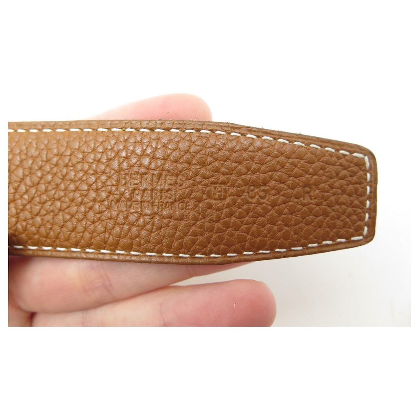 Hermès Small 40” tan leather belt with hammered gold H brand new never worn. HERMÈS Leather Gold Belts for Men for sale | eBay main image 3