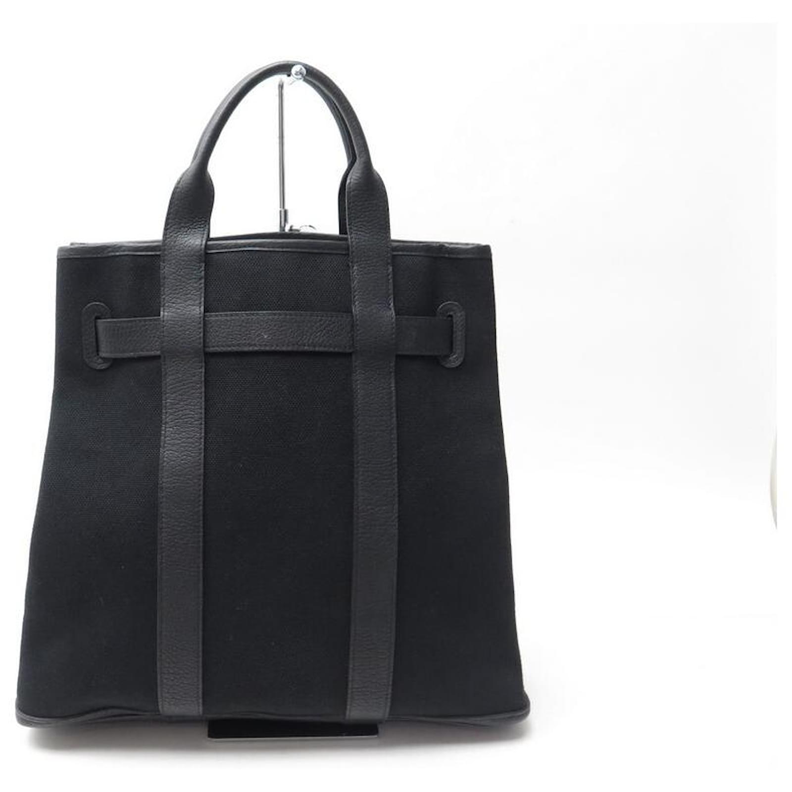 Handbags Hermès New Hermes Small Belt Handbag 32 Canvas & Togo Leather Black Tote Bag
