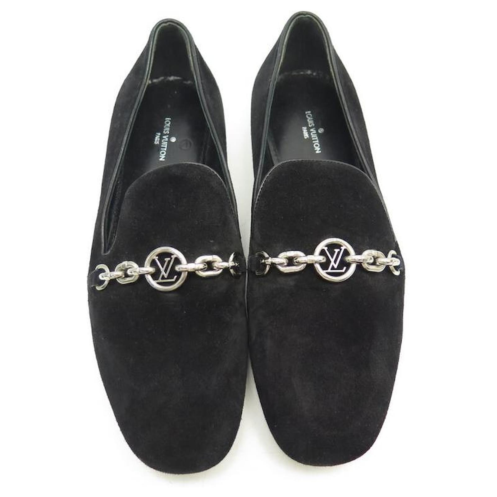 LOUIS VUITTON SHOES 37 BLACK SUEDE BLACK SUEDE LEATHER LOAFERS ref.411238 -  Joli Closet