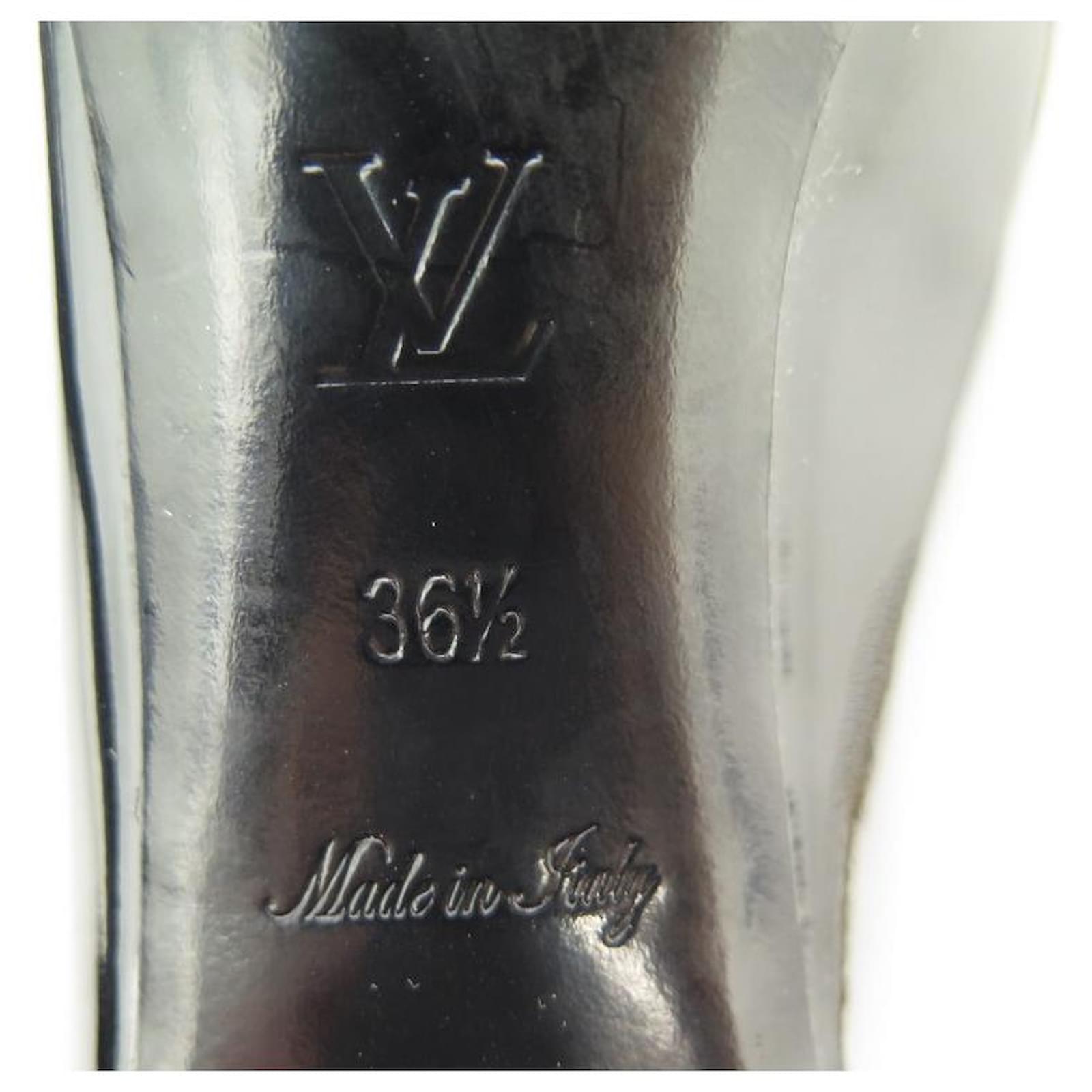NEW LOUIS VUITTON MADELEINE SHOES 36.5 BLACK LEATHER LV LOGO Patent leather  ref.411250 - Joli Closet