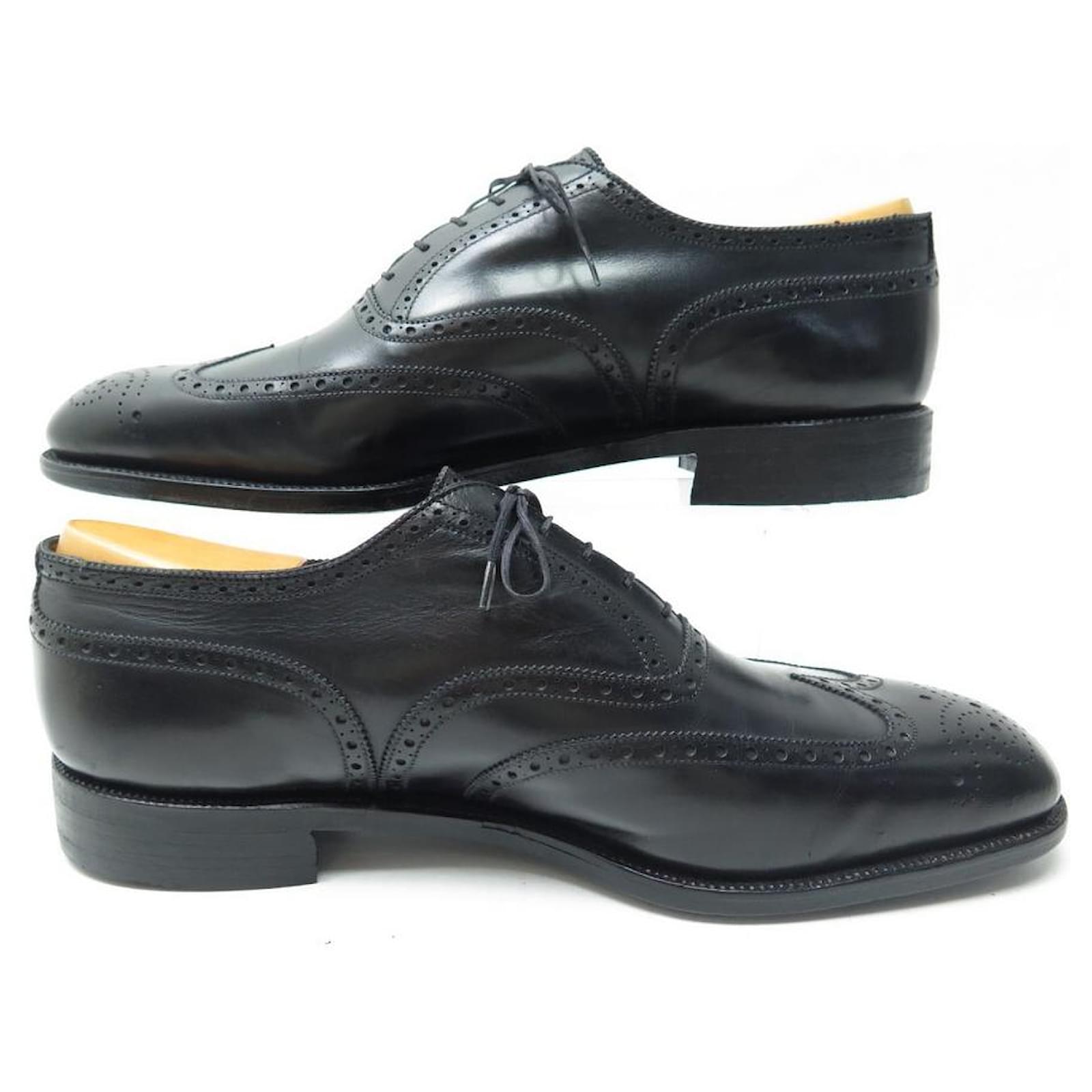 JM WESTON SHOES 675 Richelieu 11C 44.5 45 BLACK LEATHER STAINLESS STEEL ...