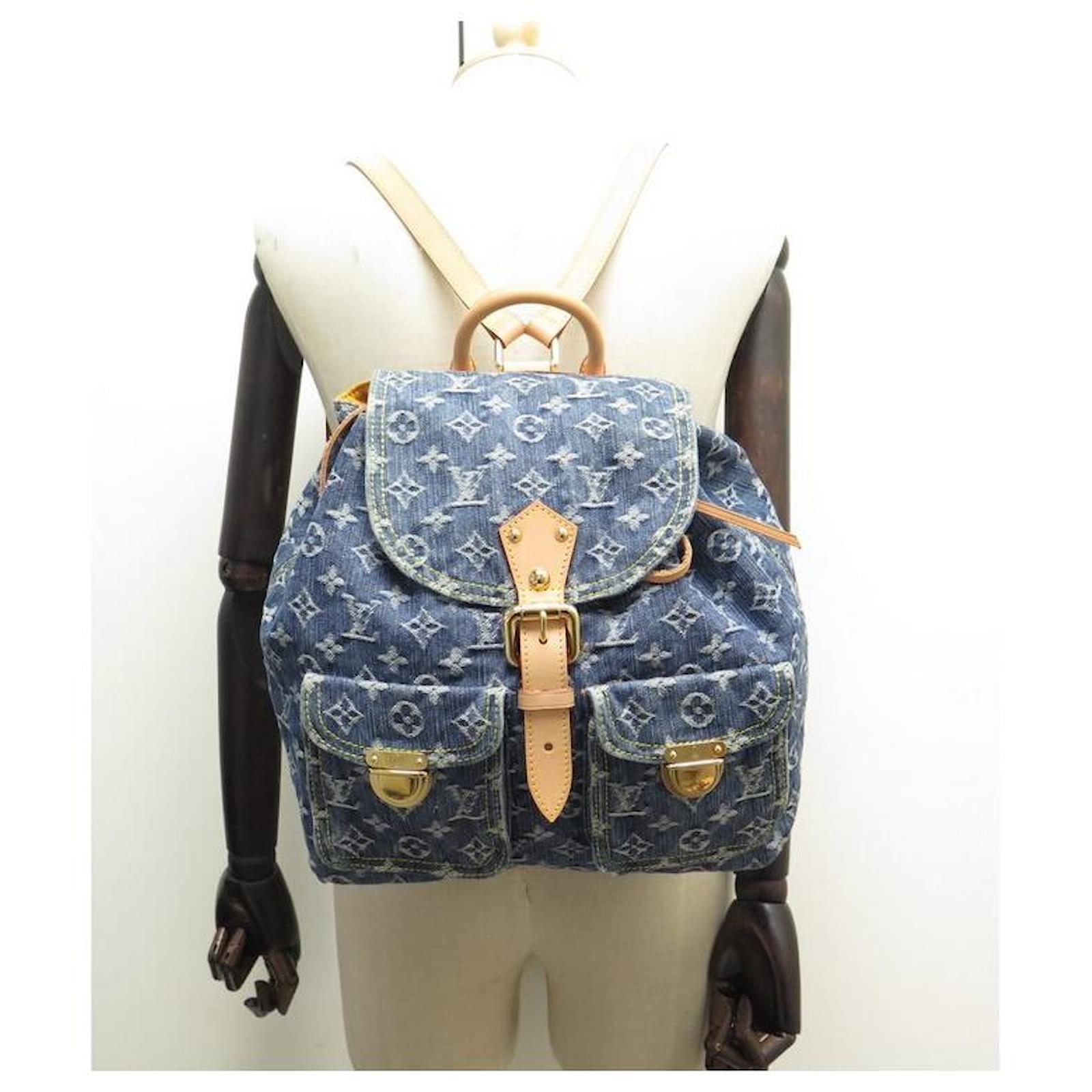 Louis Vuitton Monogram Denim Sack Add GM Backpack Rucksack Blue M95056 in  2023