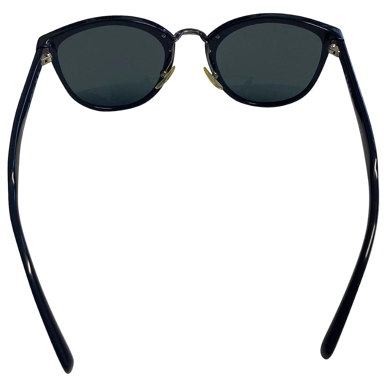 Prada PR 22SS Oval Sunglasses in Black Acetate  - Joli Closet