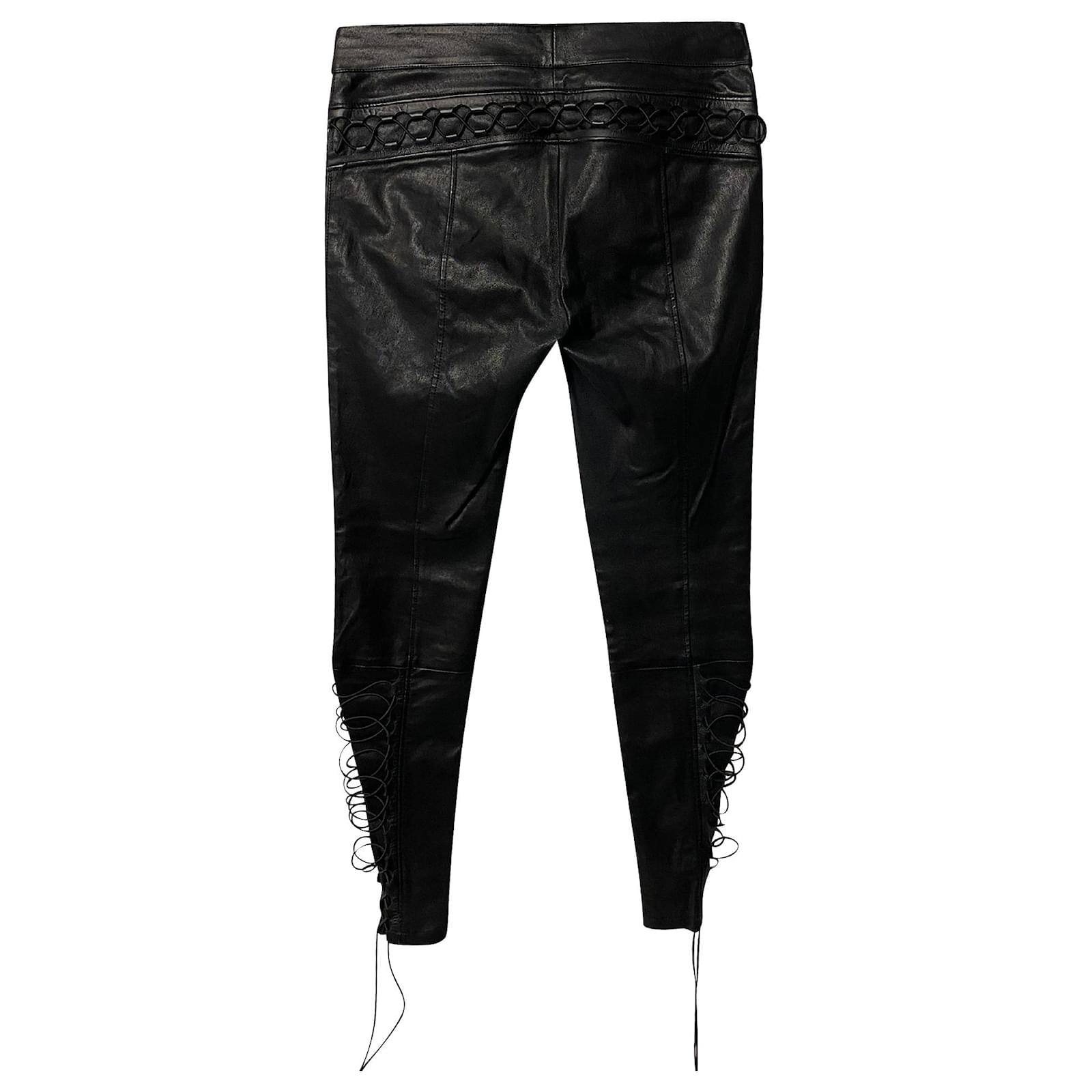 Joseph Knight Lace Up Skinny Pants in Black Leather ref.411995 - Joli ...