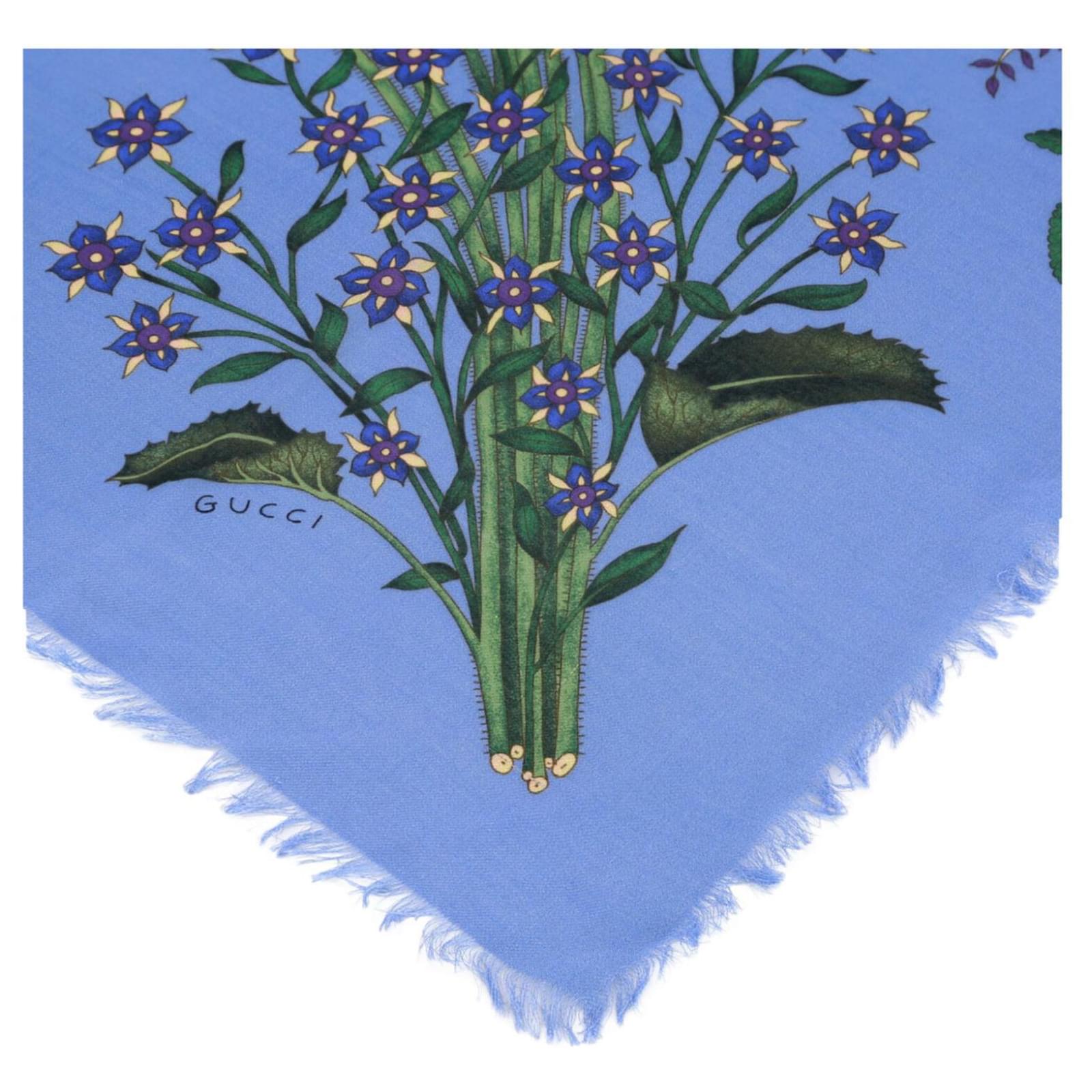 Gucci Flora Snake Print Scarf Blue ref.412047 - Joli Closet