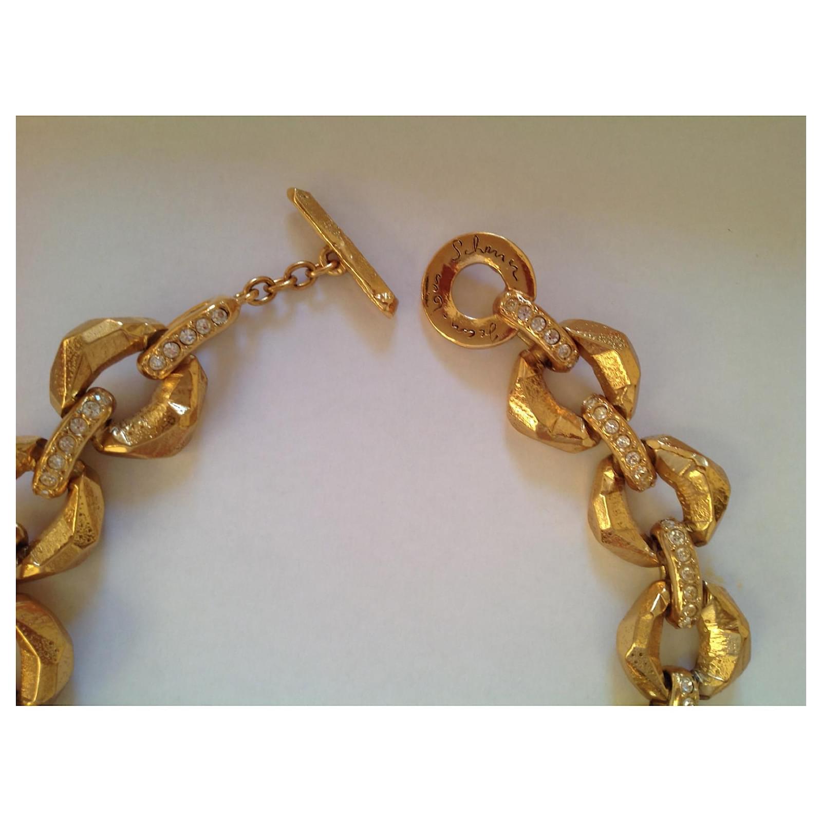 Bracelet Vintage Jean Louis Scherrer - Métal Doré Et Fausse Perle - Occasion Très Bon état - Bijou Rétro Français