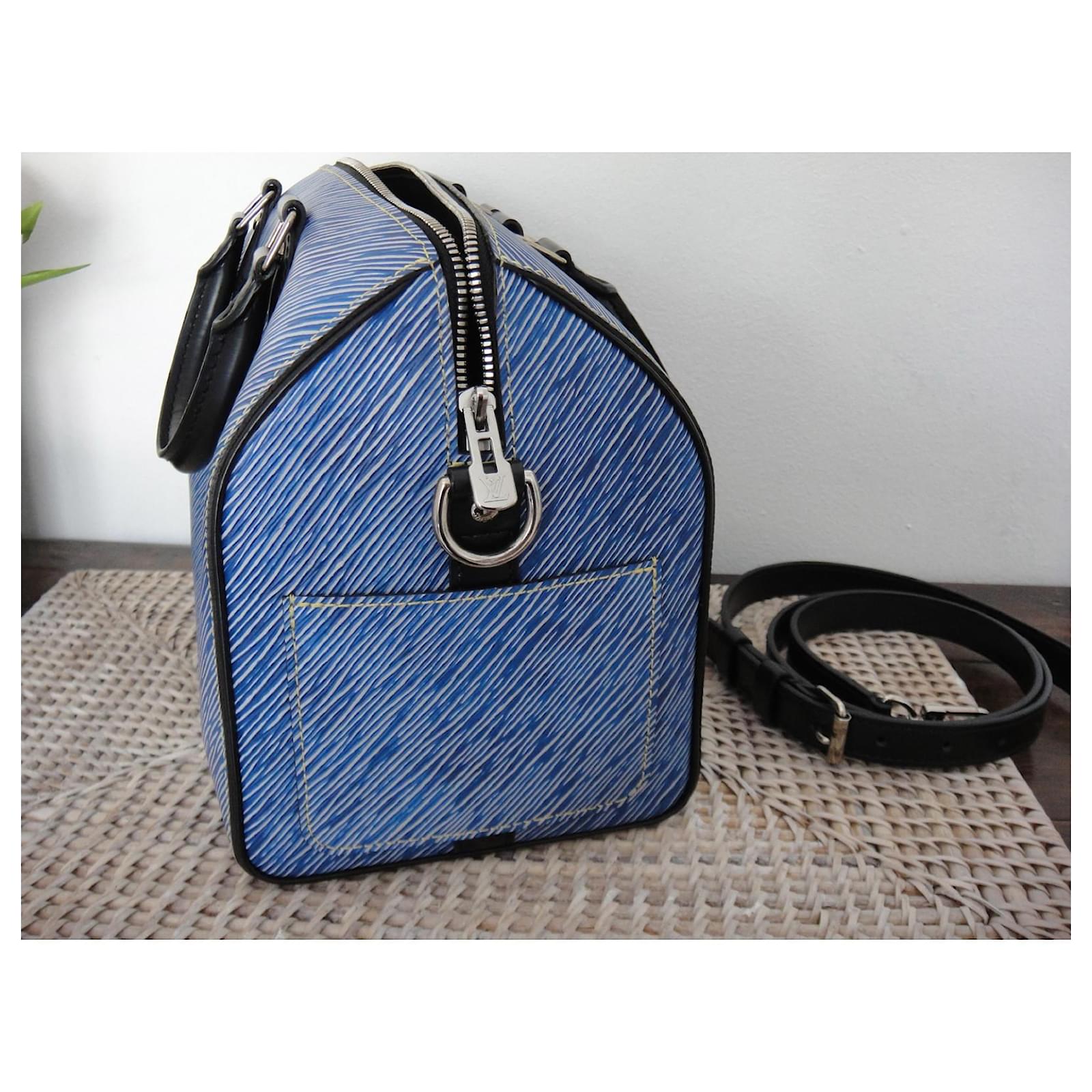 Louis Vuitton Speedy shoulder strap 25 blue denim epi leather ref