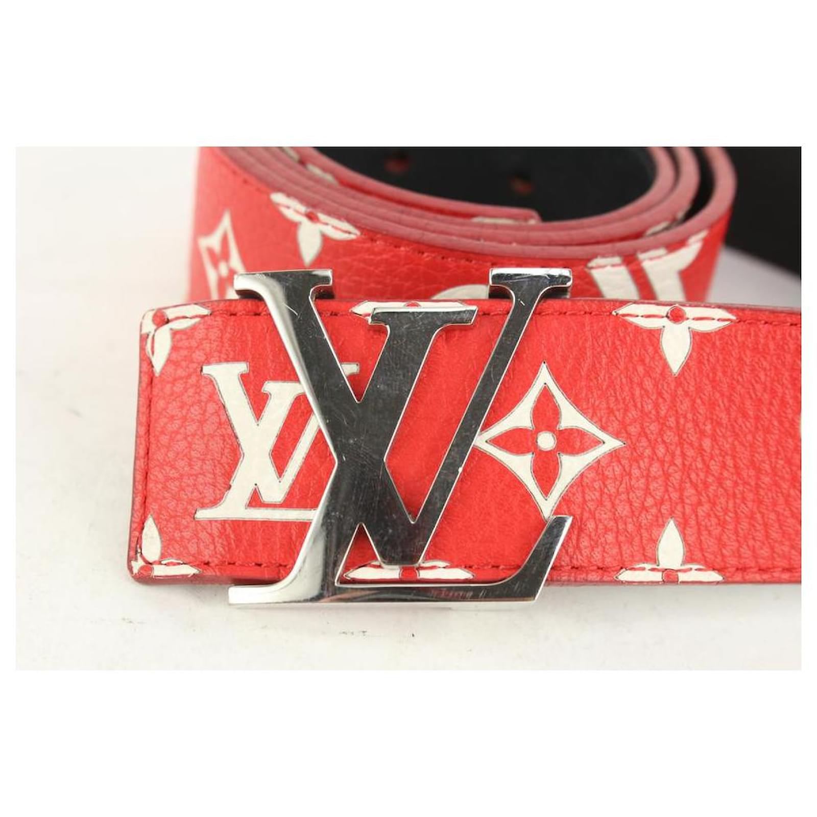 Louis Vuitton LV x Supreme New Ultra Rare Red 110/44 Monogram Initiales Belt  ref.442516 - Joli Closet