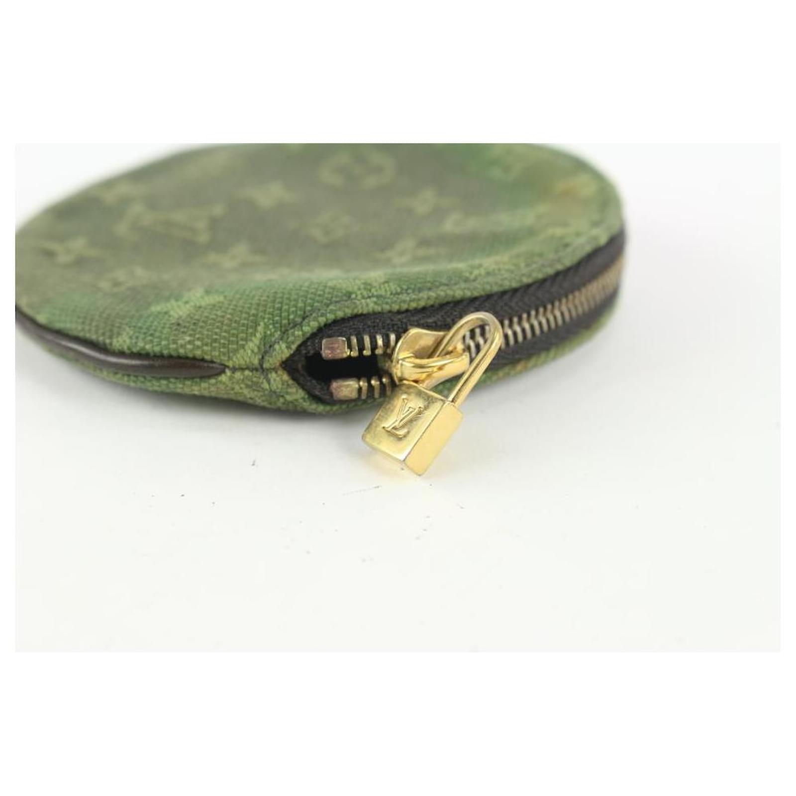 Louis Vuitton Khaki Green Mini Lin Coin Purse Ronde Pouch,Box