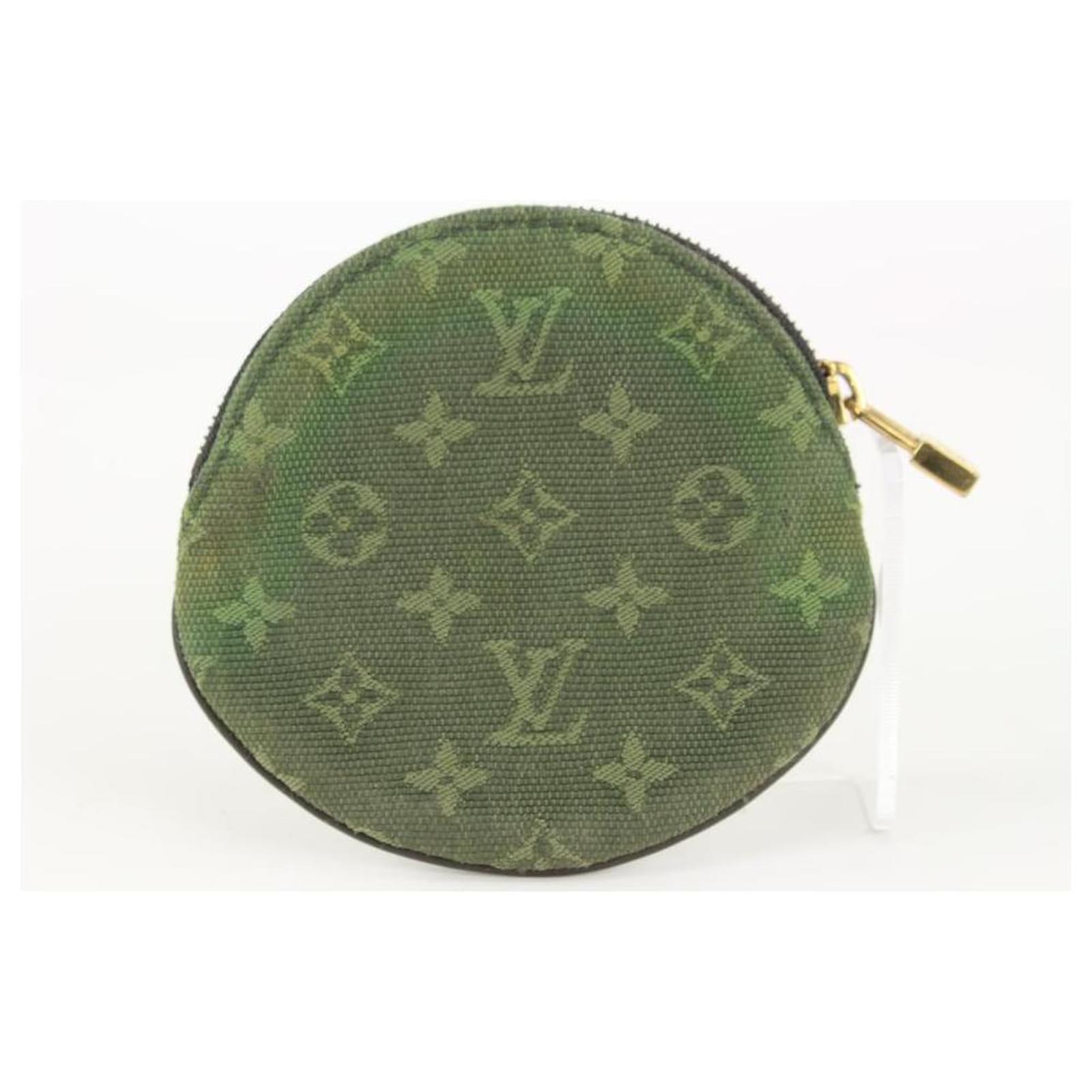 Louis Vuitton Khaki Green Mini Lin Coin Purse Ronde Pouch,Box ,Dust Bag &  S-Bag.