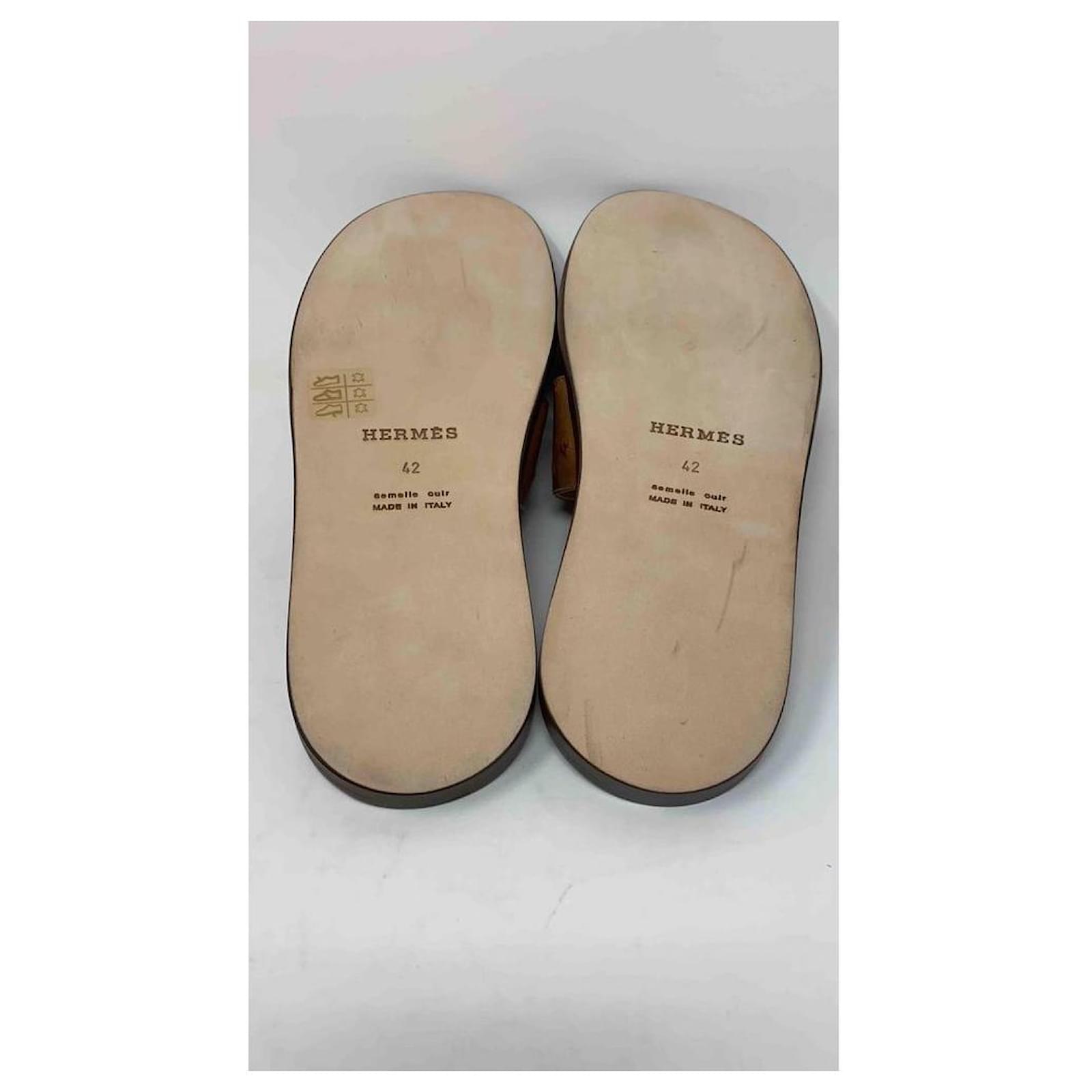 Hermès hermes ostrich leather izmir sandals new Brown ref.413804