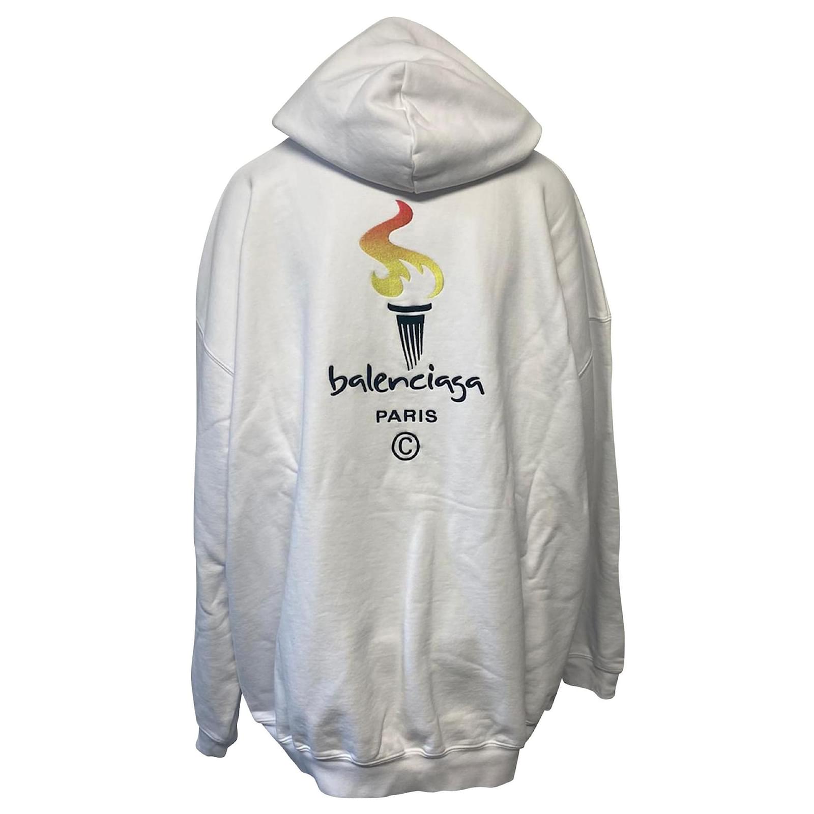Balenciaga Olympic Hoodie in White Cotton