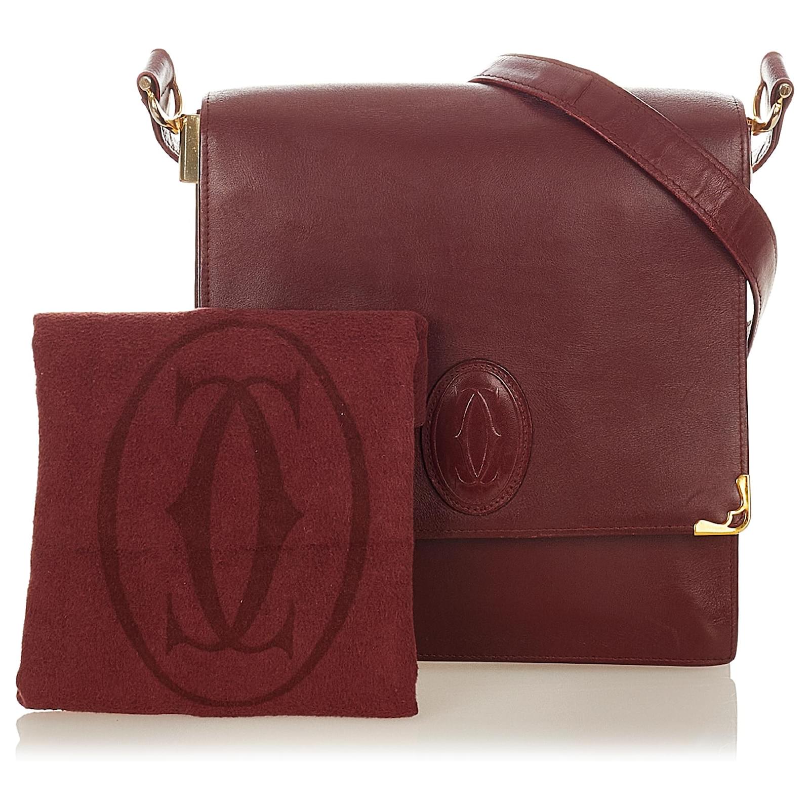 Cartier Red Must De Cartier Leather Crossbody Bag Dark red Ponystyle