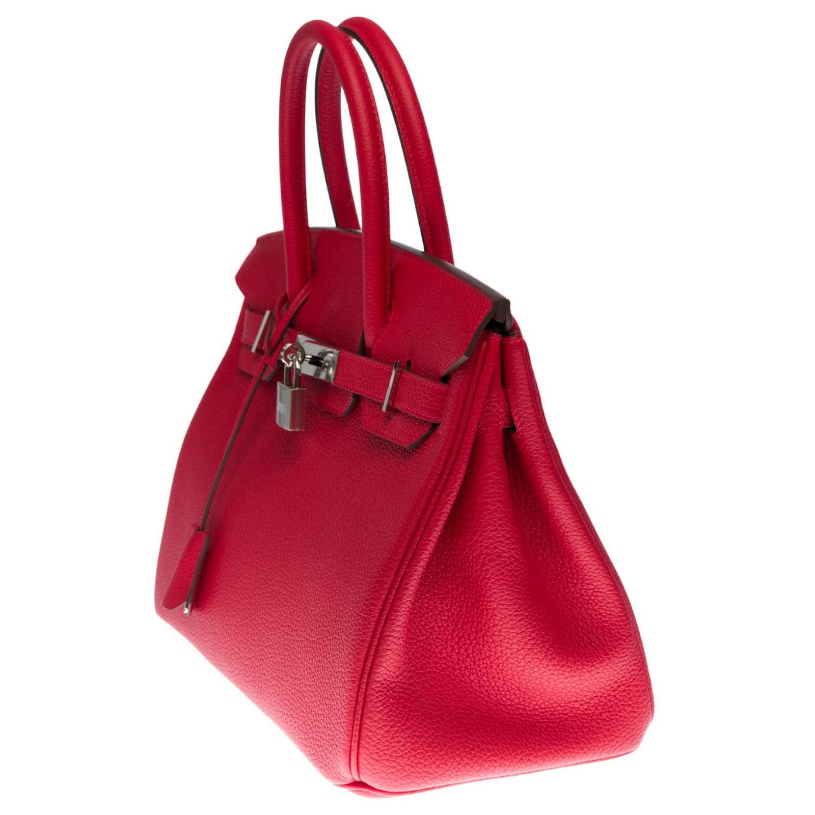 Hermès Stunning Hermes Birkin handbag 30 Back in red Togo leather jacket  and red interior H, palladium silver metal trim ref.415137 - Joli Closet