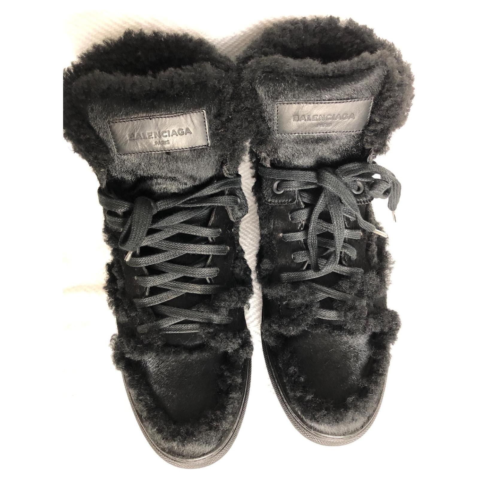 BALENCIAGA ポニー ハイカットスニーカー 38 Balenciaga Winter basket shoes Black Pony hair ref.415243
