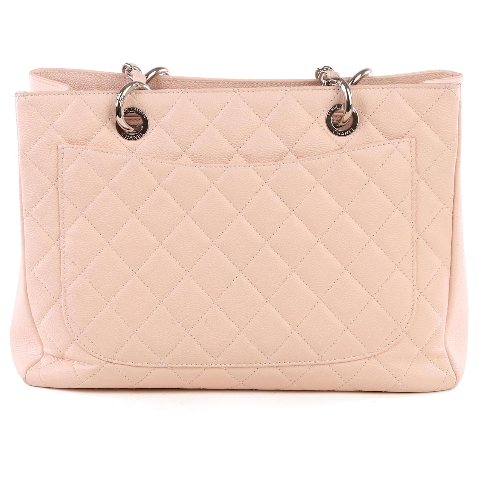 Chanel Baby Pink Quilted Caviar Leather Grand Shopping Tote Bag