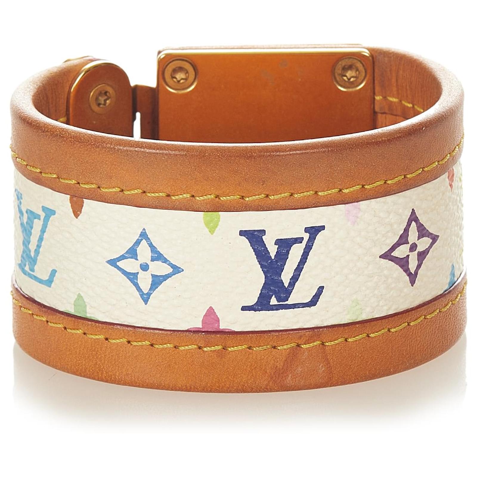 Louis Vuitton White Monogram Multicolore Cuff Multiple colors Leather Cloth  ref.417167 - Joli Closet