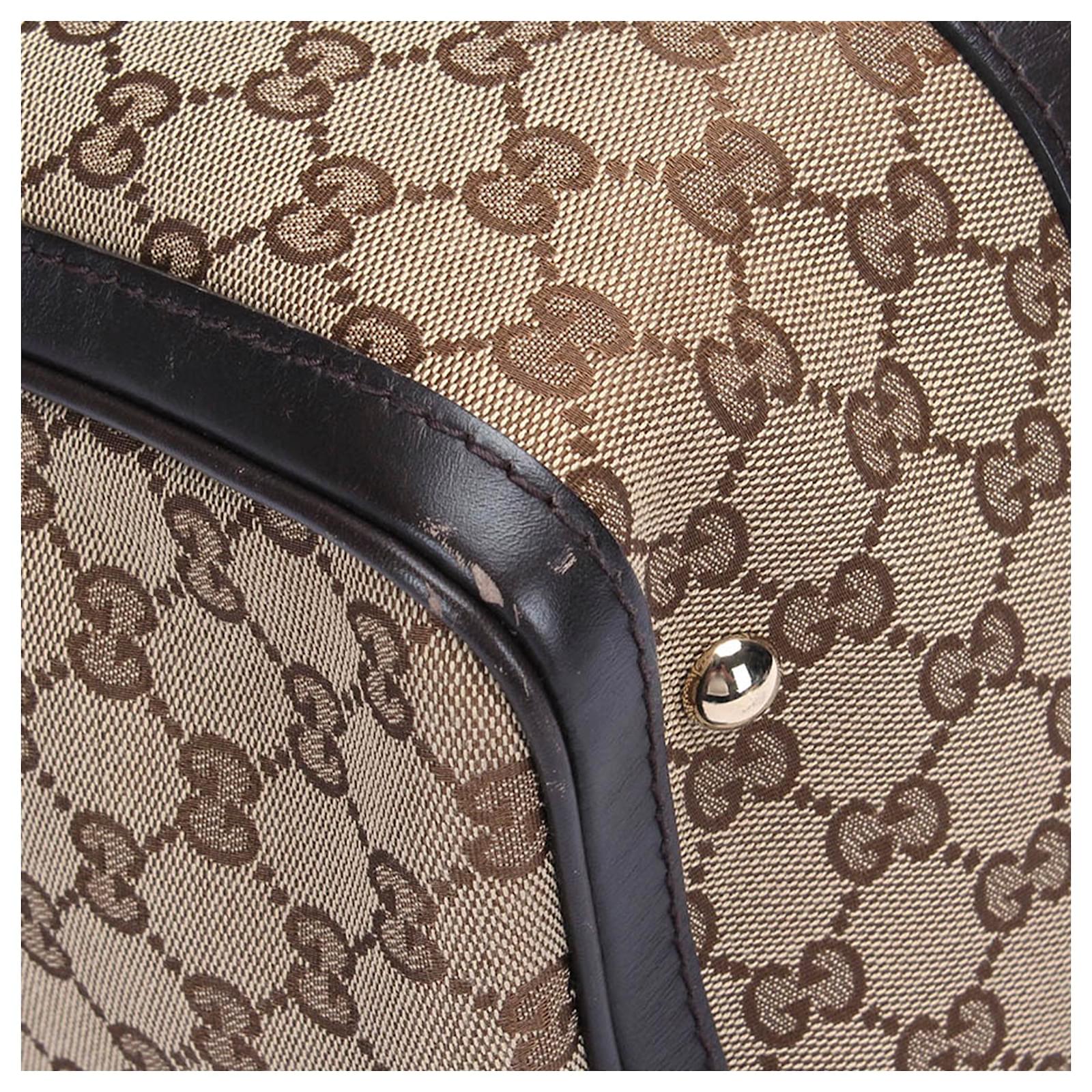 Gucci Brown GG Canvas Web Boston Bag Multiple colors Beige Leather Cloth  Pony-style calfskin Cloth ref.417261 - Joli Closet