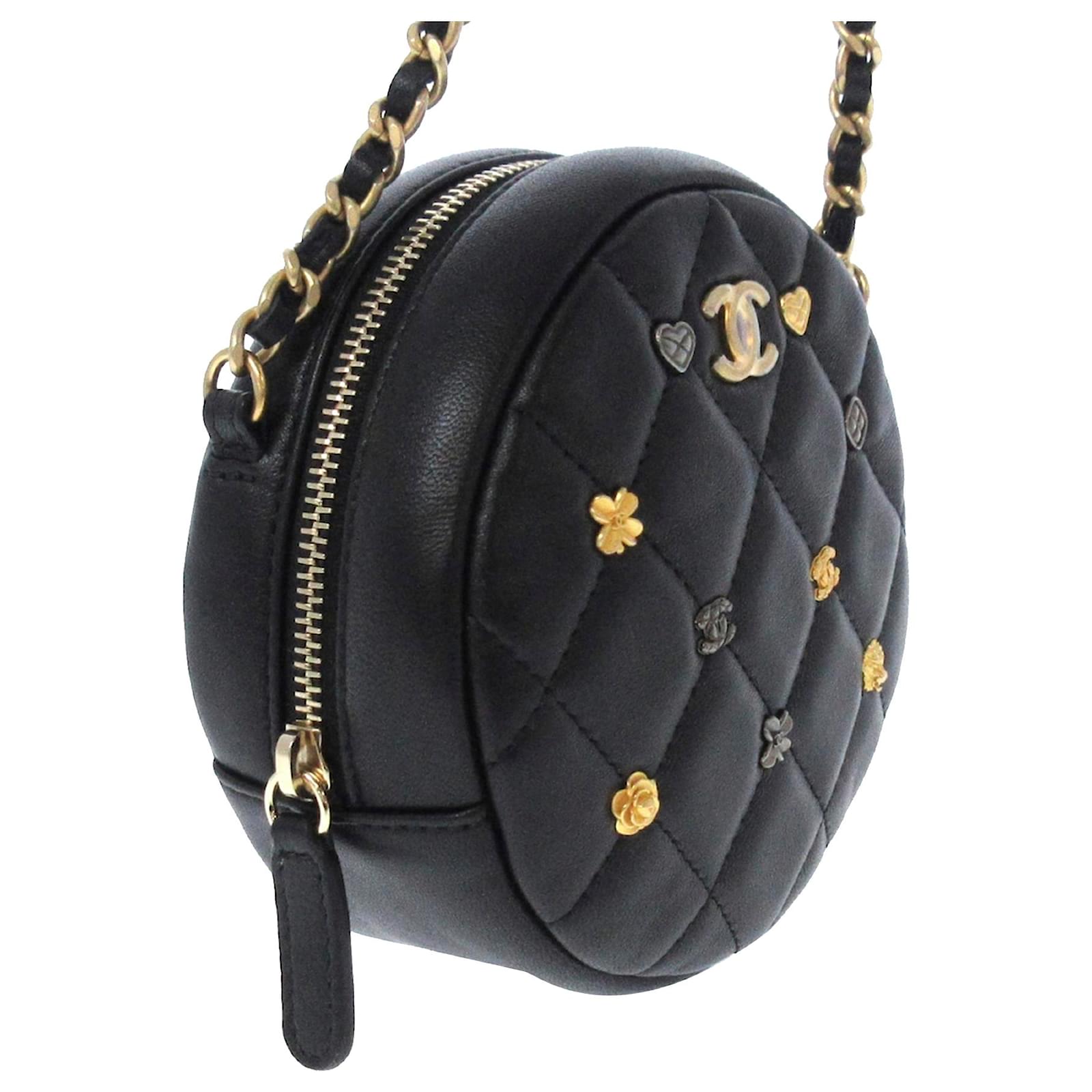Chanel Black Round As Earth Lambskin Leather Crossbody Bag
