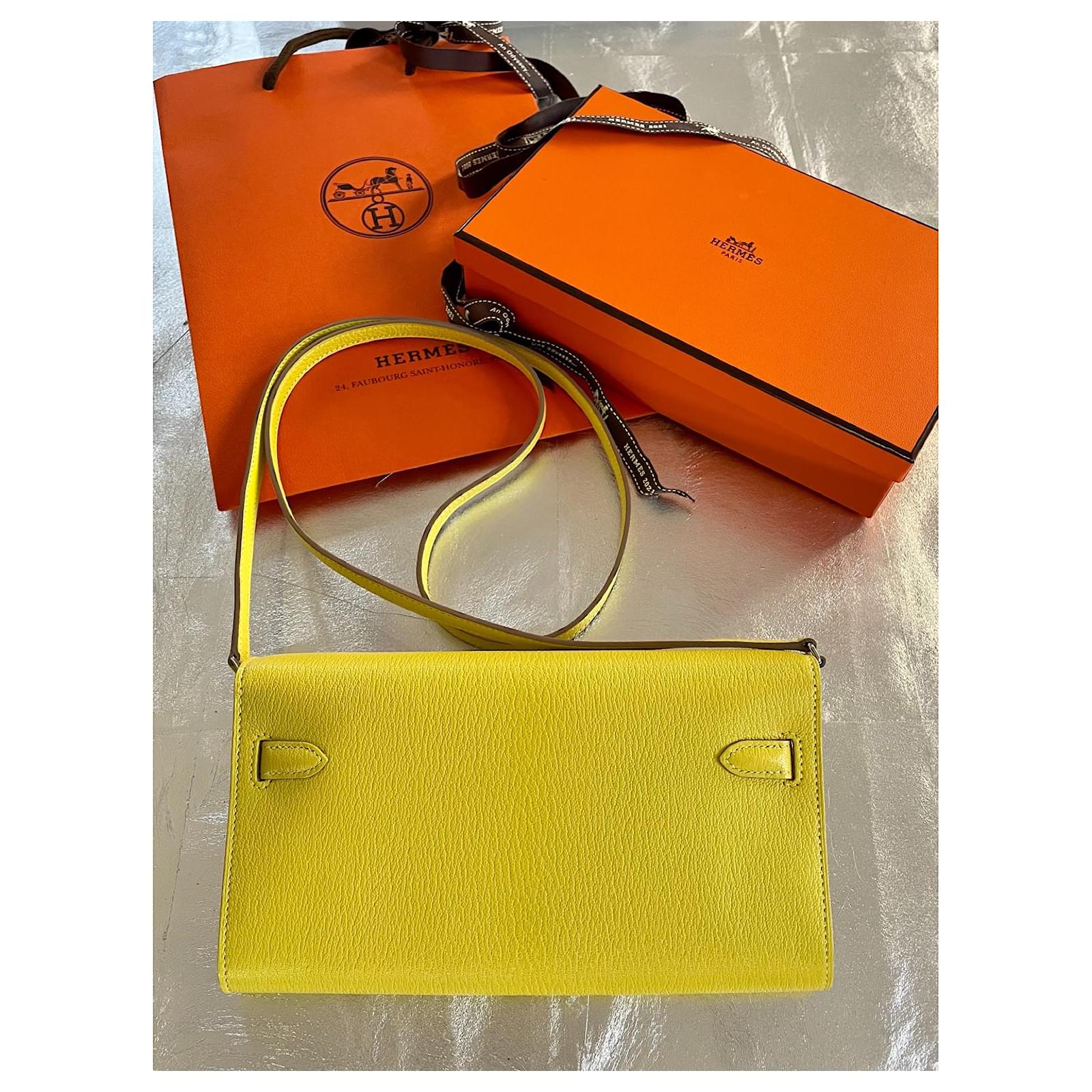 Kelly Hermès Portefeuille To Go Chevre Mysore Cuir Jaune ref