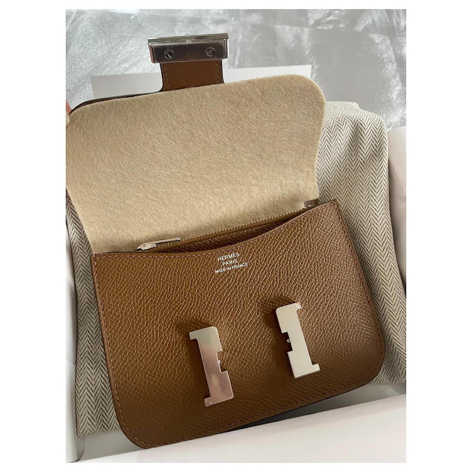 Constance Hermès Slim Belt Pouch Dark brown Leather ref.417424 - Joli Closet