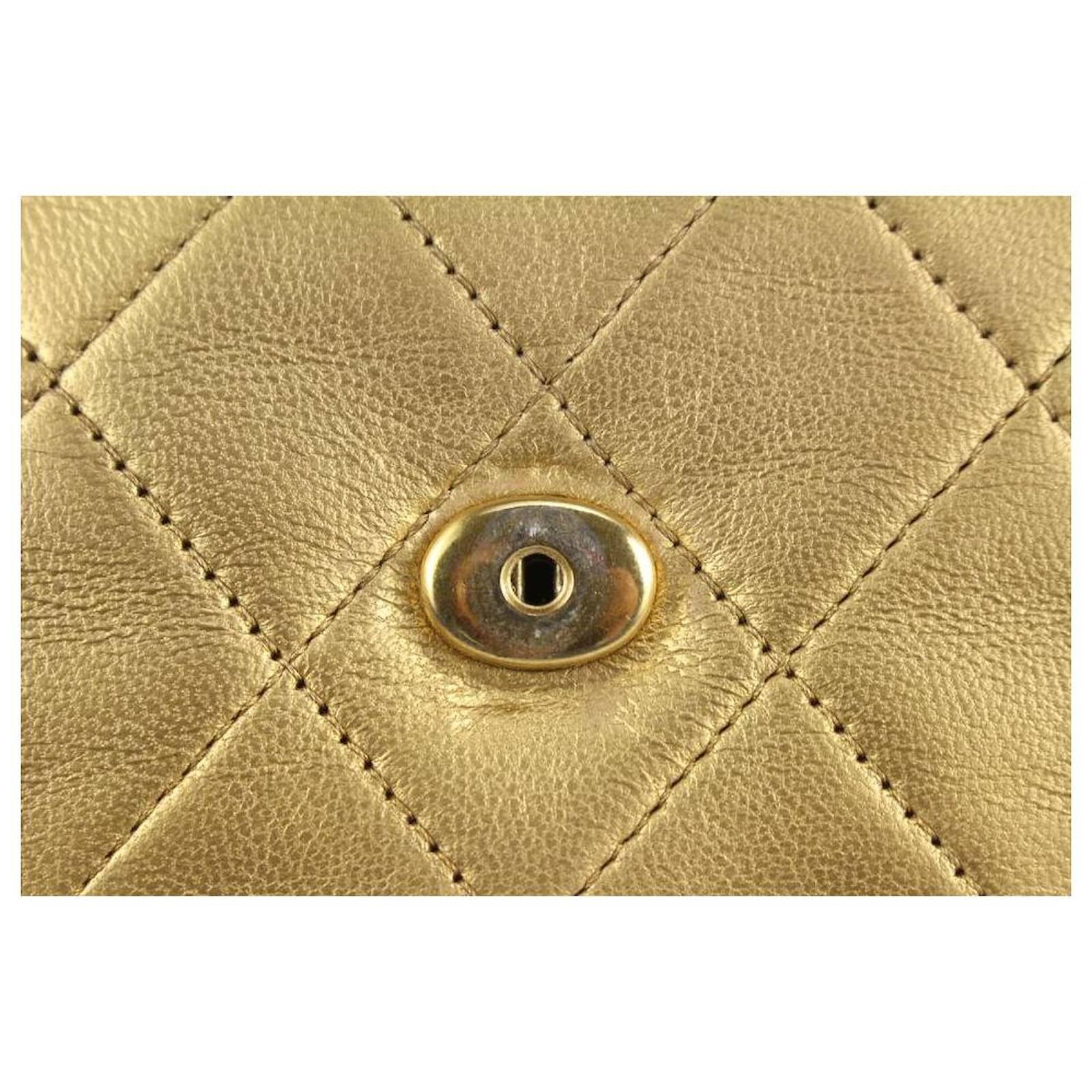 1990's Chanel Gold Metallic Lambskin Vintage Mini Flap Bag at 1stDibs