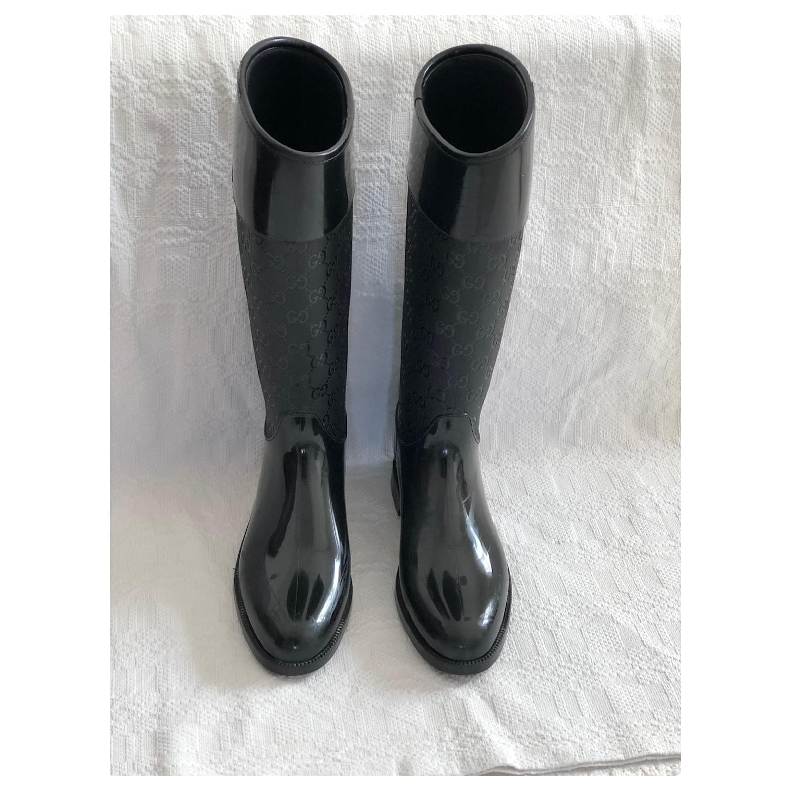 Gucci Rain boots Black Rubber Joli Closet