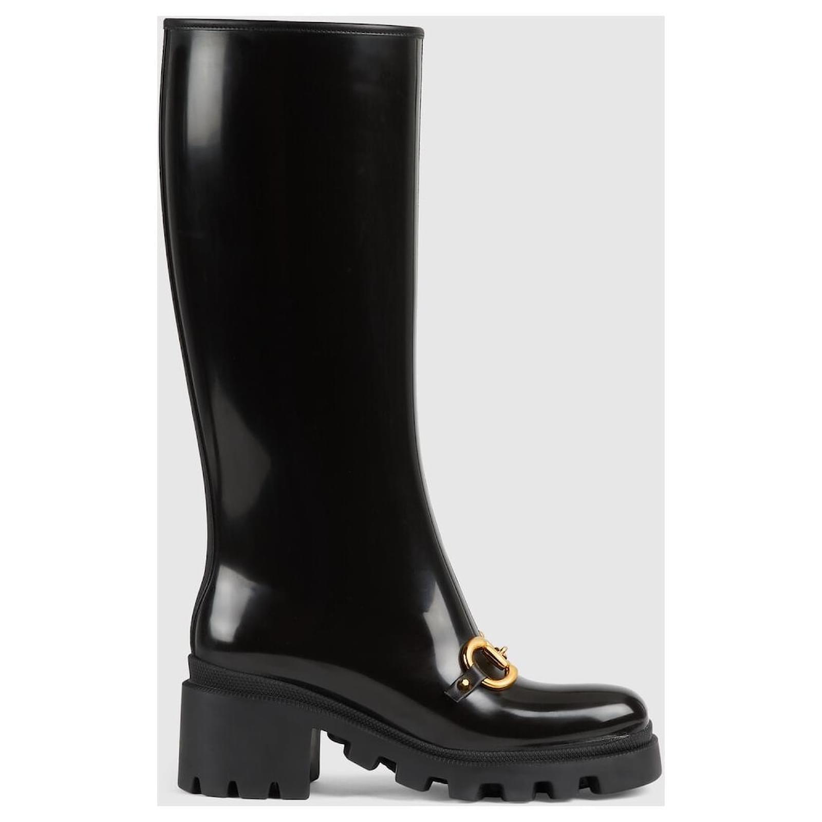 Gucci Women's kneehigh boot with Horsebit Black Rubber ref.417577
