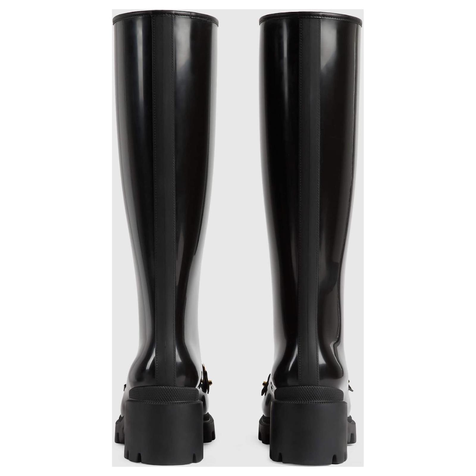 Gucci thigh high boots p 37 Black Leather Cloth ref.604020 - Joli Closet