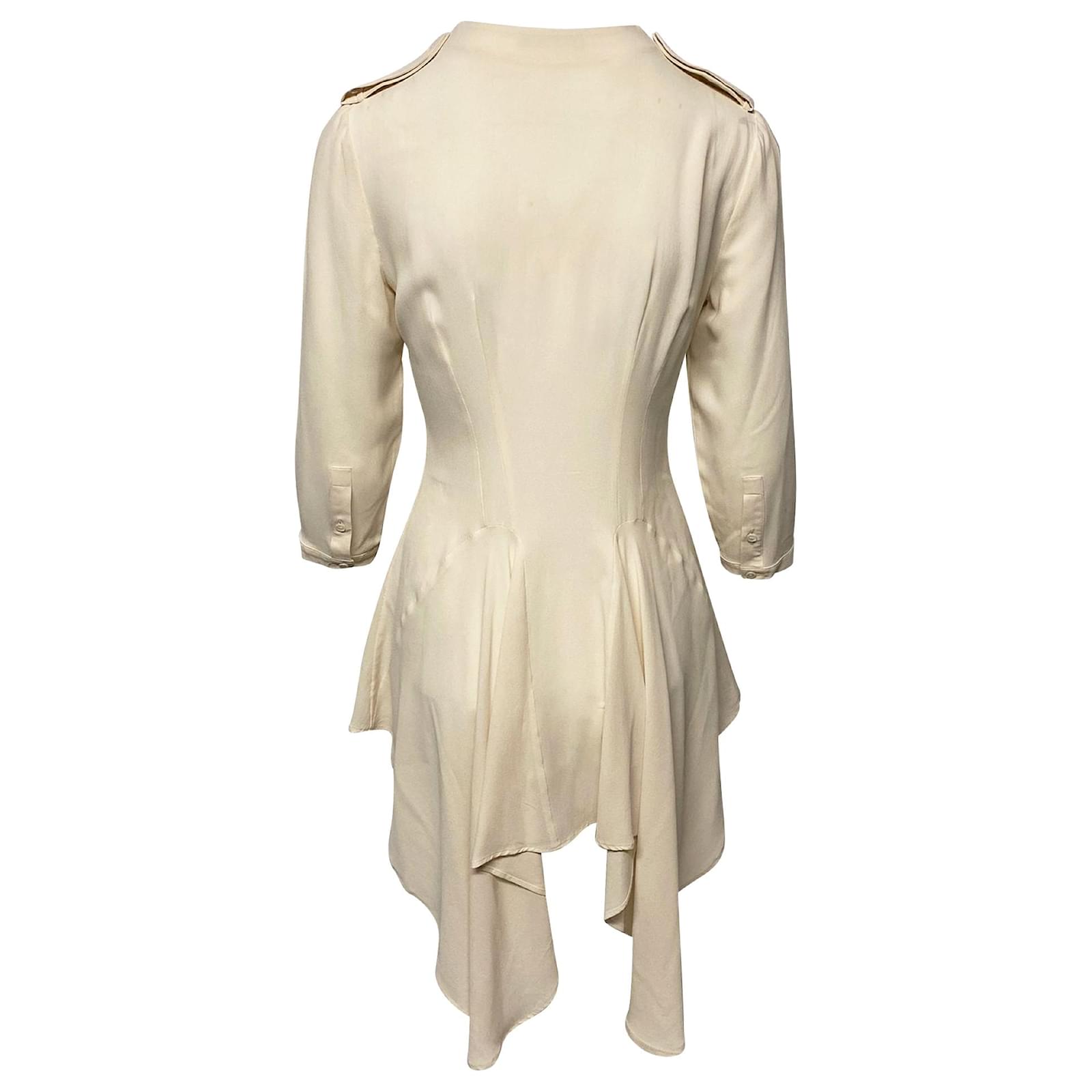 Alexander McQueen Waterfall Dress in Cream Silk White ref.417604 - Joli ...