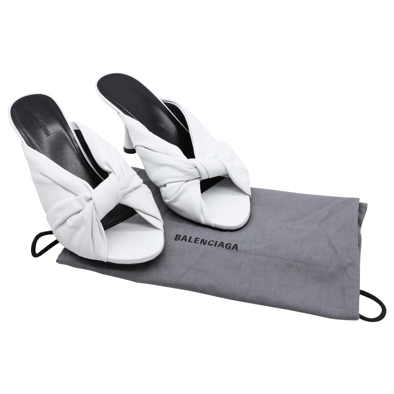 balenciaga drapy padded leather flat mules