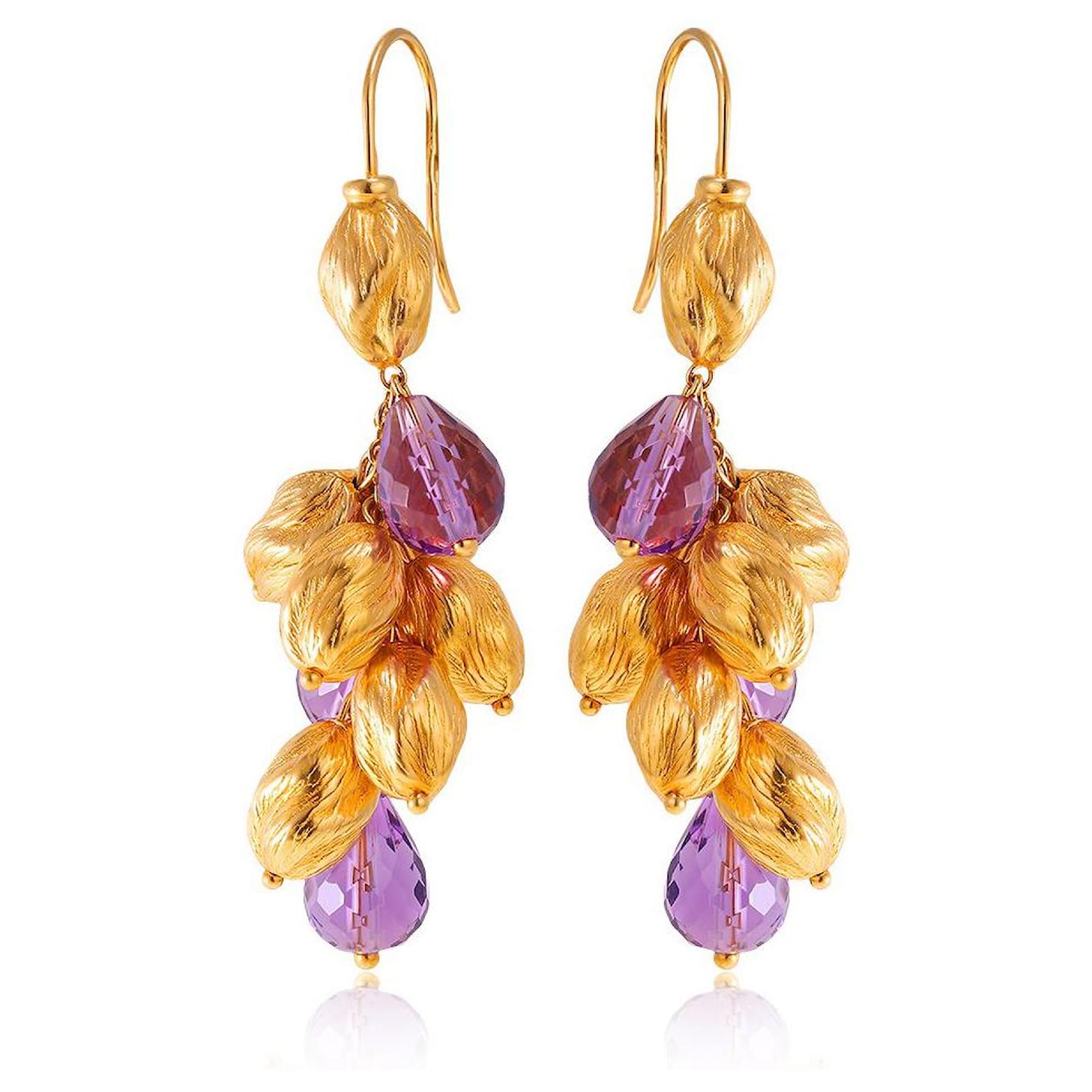 Roberto Coin gold earrings with amethyst ref.418297 - Joli Closet