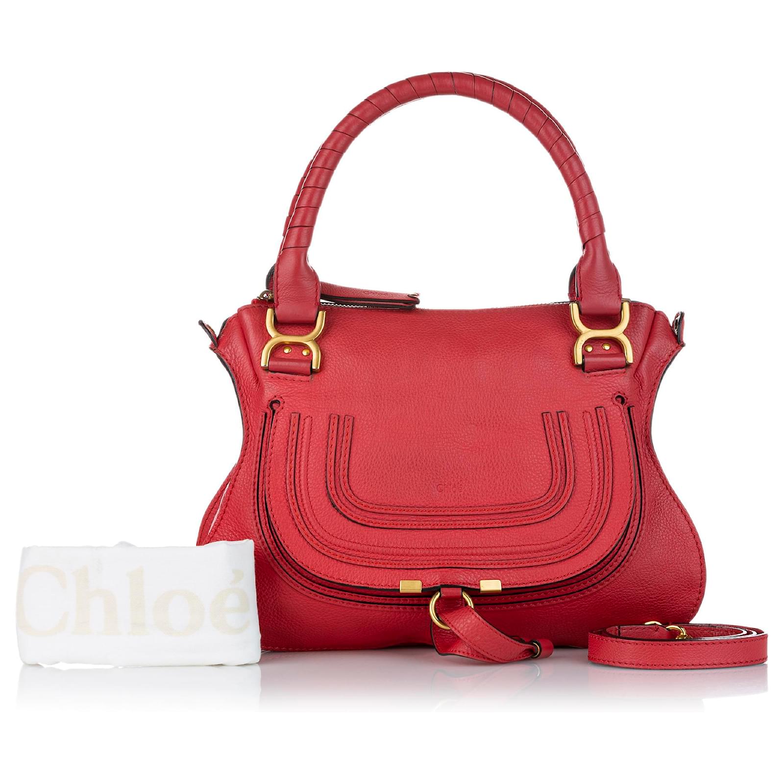 Chloe Chloe Red Marcie Leather Satchel Pony style calfskin ref.418981 Joli Closet