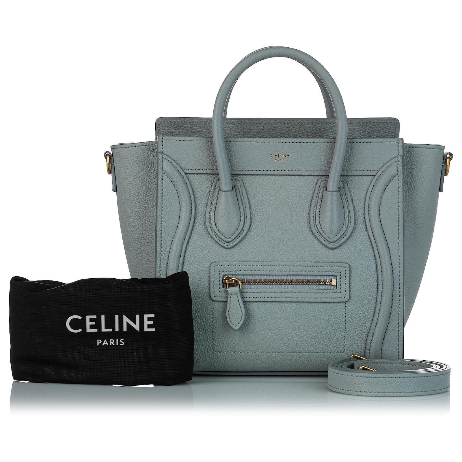 Céline Celine Blue Nano Luggage Leather Satchel Pony-style calfskin ref ...