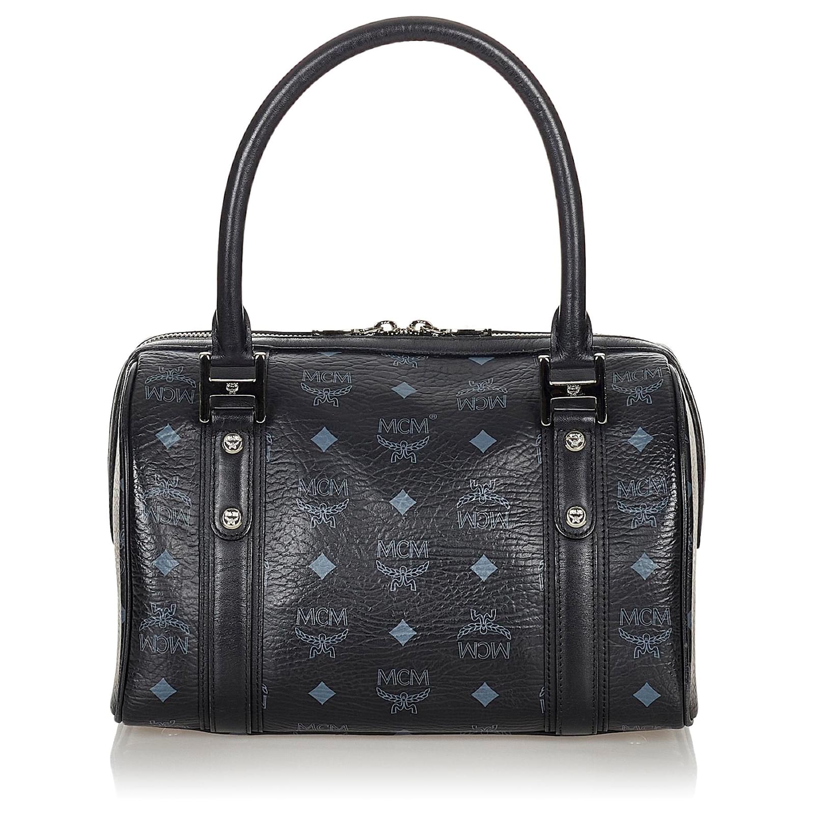 ★DE MERIEL★ VT Boston Bag Black VTBOSTON Medium Ella Boston Bag in Visetos Black | MCM ®US