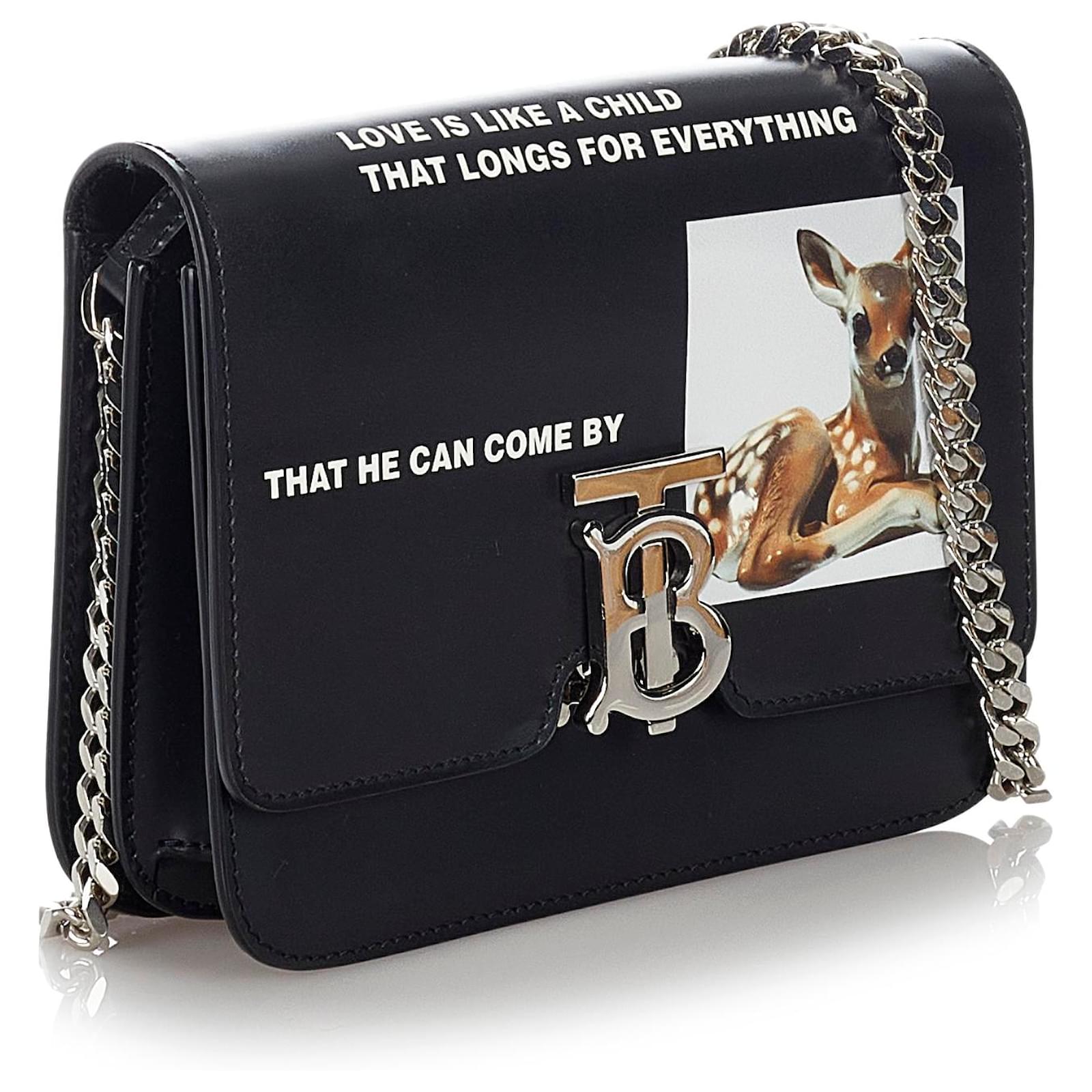 Burberry Black Montage Print TB Leather Crossbody Bag Multiple colors Metal  Pony-style calfskin  - Joli Closet