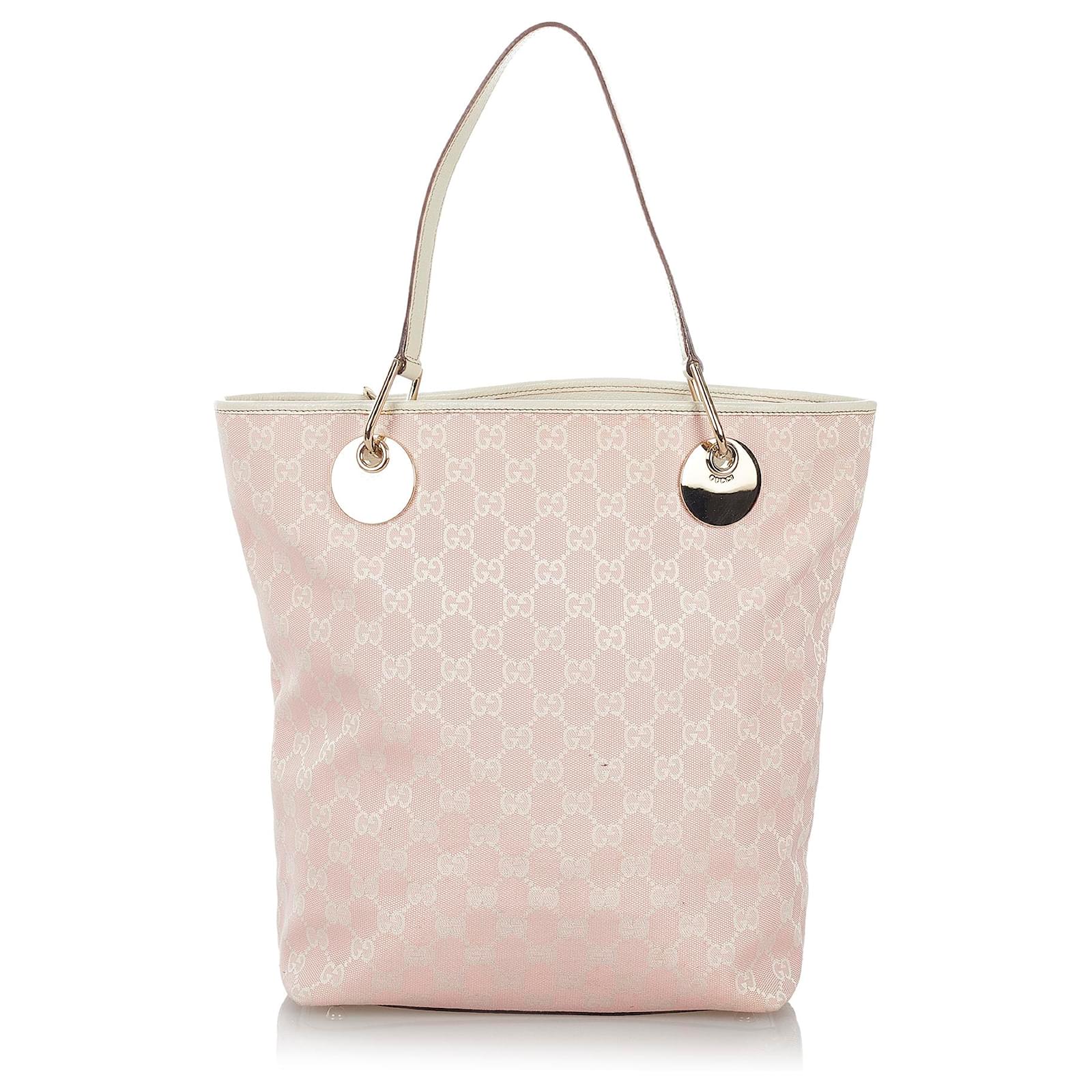 Gucci Pink GG Canvas Eclipse Tote Bag White Cream Leather Cloth Pony-style  calfskin Cloth ref.526128 - Joli Closet