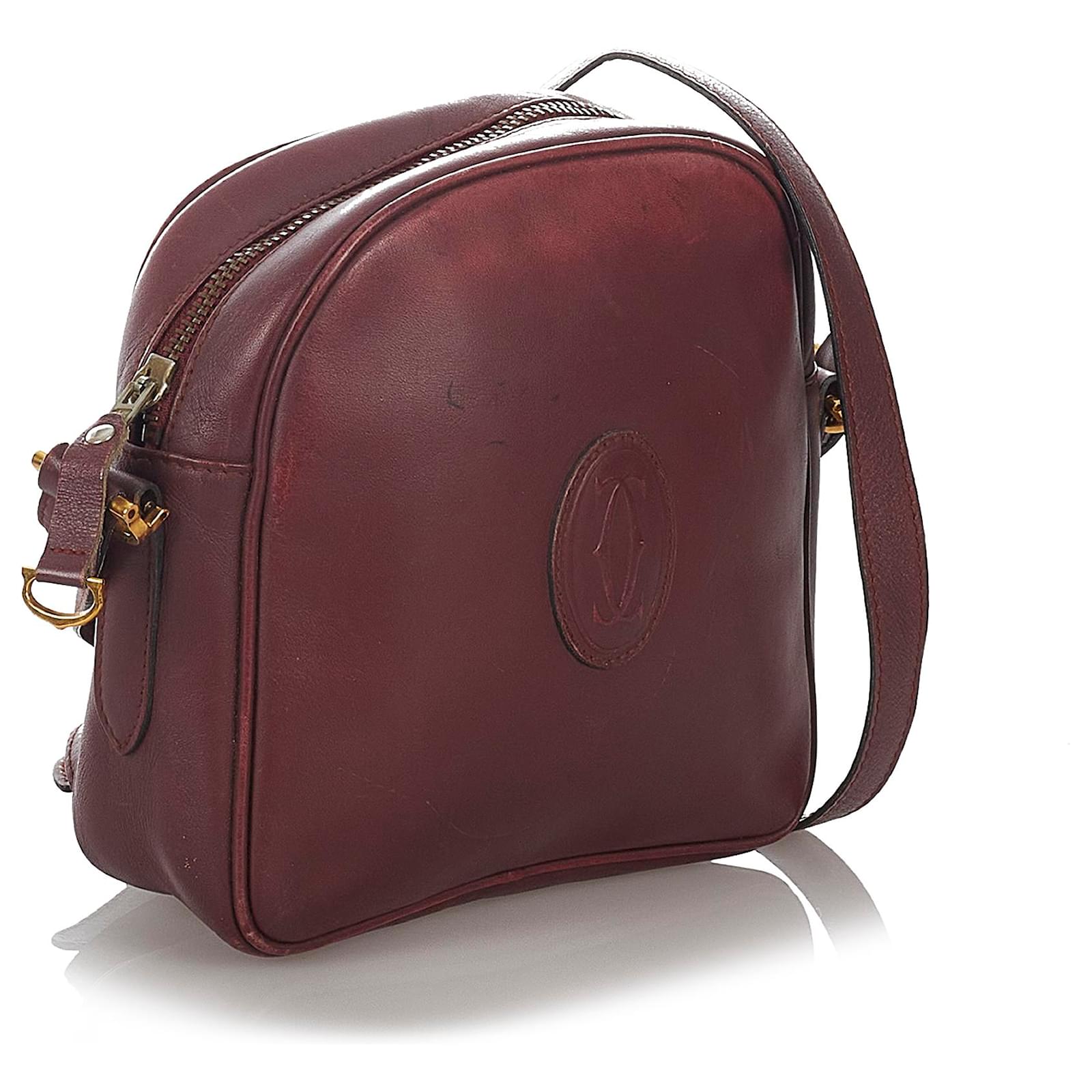 Cartier Red Must De Cartier Leather Crossbody Bag Dark red Ponystyle