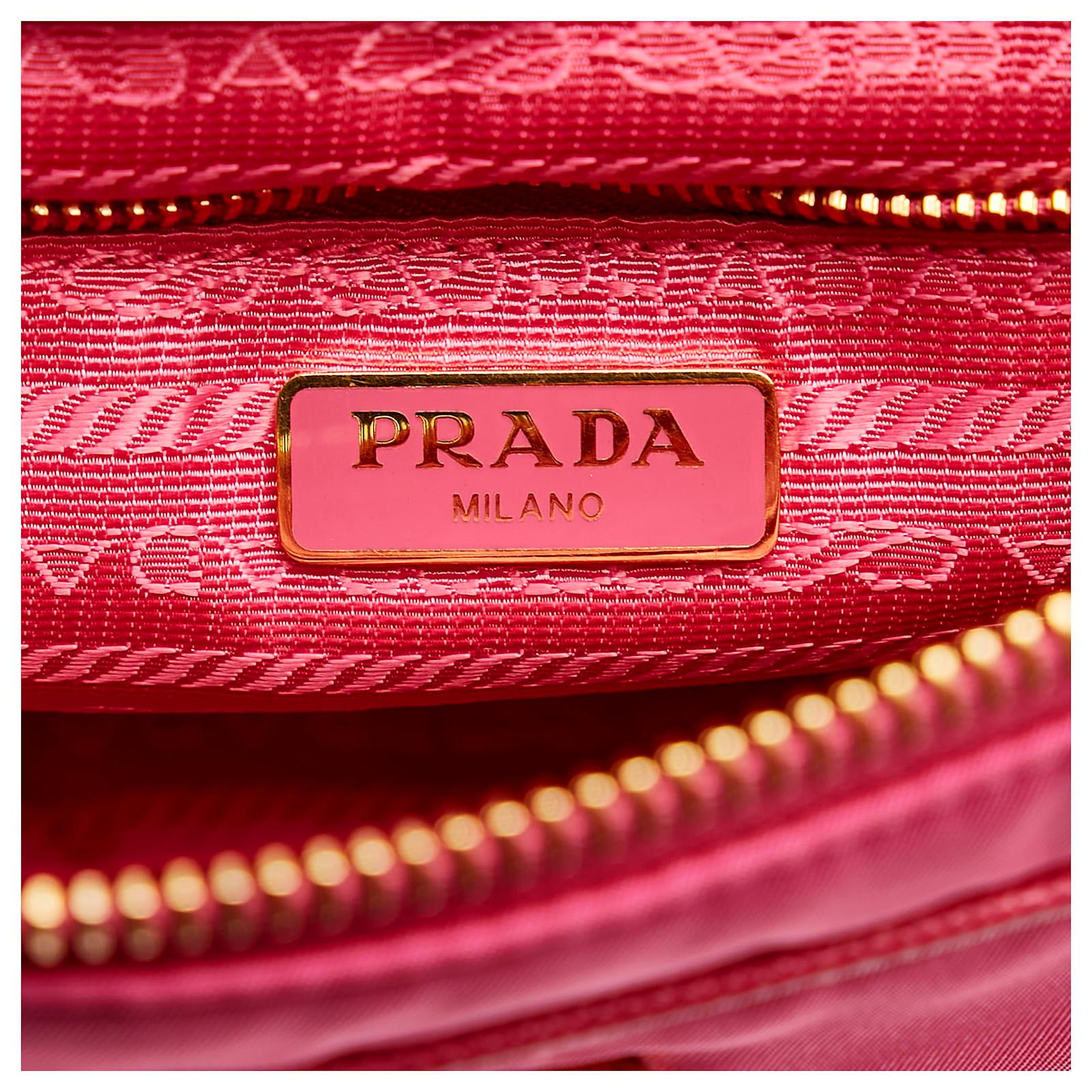 Prada Pink Tessuto Chain Crossbody Bag Leather Pony-style calfskin