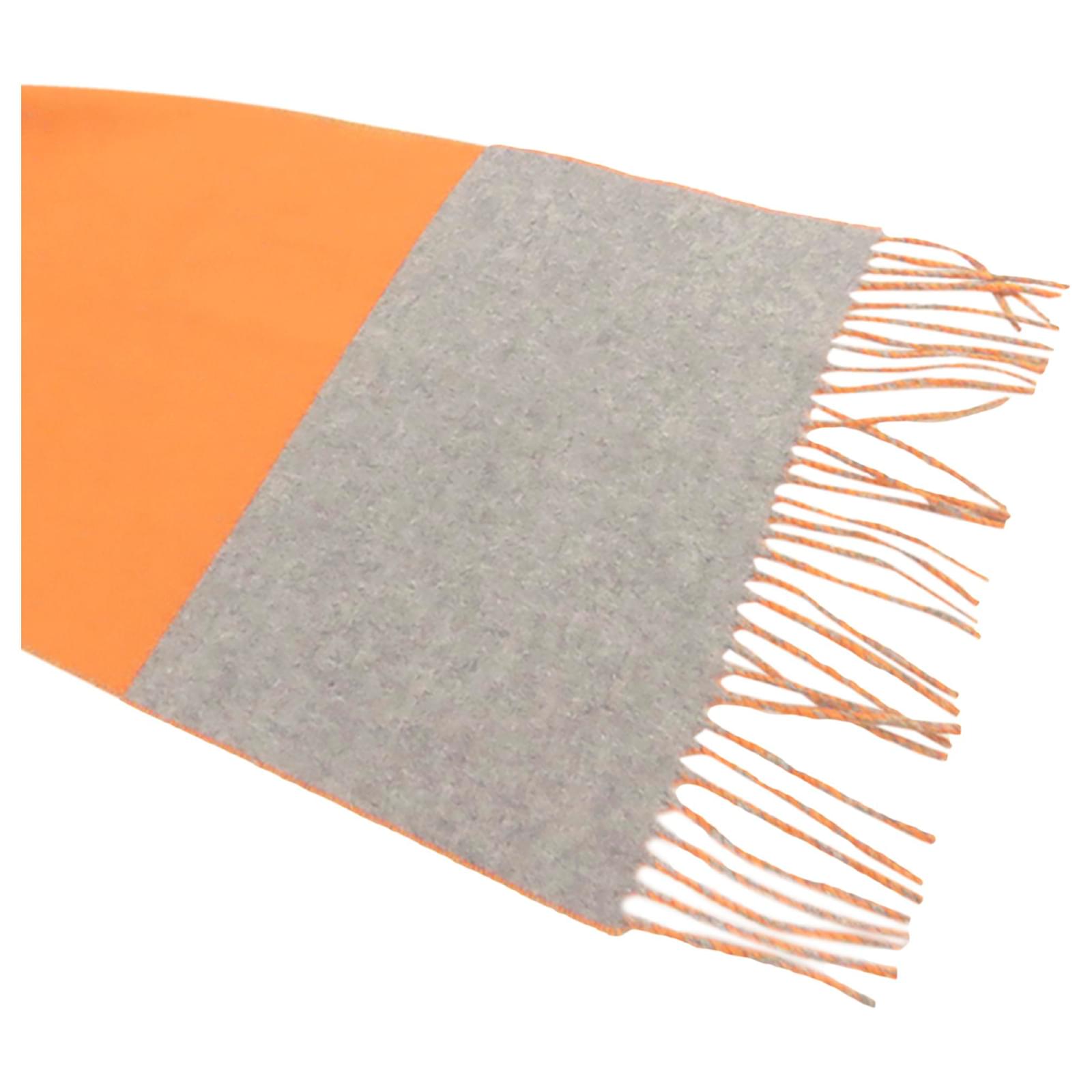 Hermès Hermes Orange Cashmere Scarf Grey Cloth ref.420107 Joli Closet