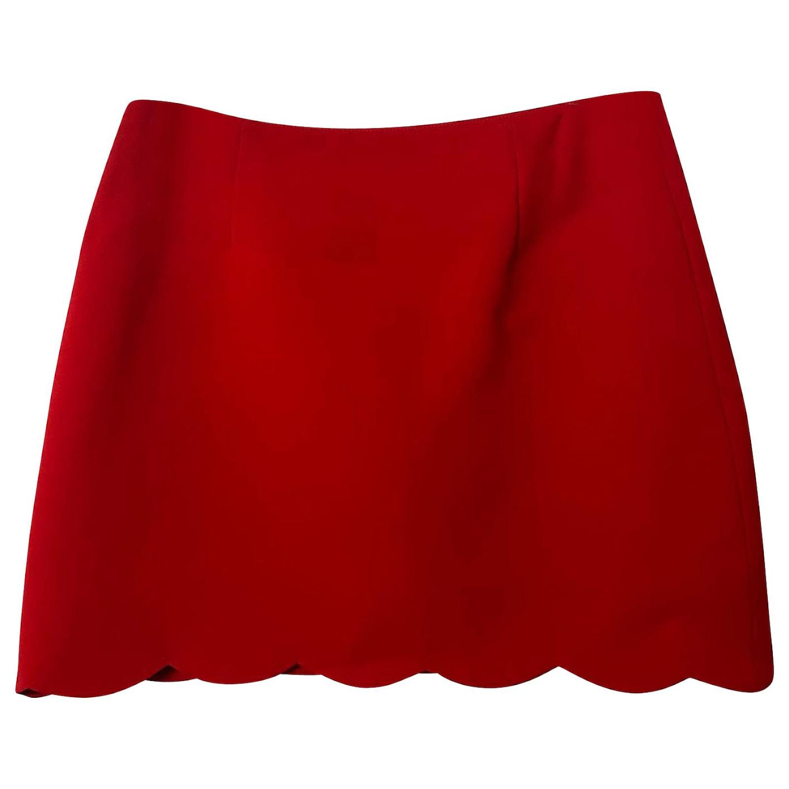 Miu Miu Scallop Mini Skirt in Red Triacetate