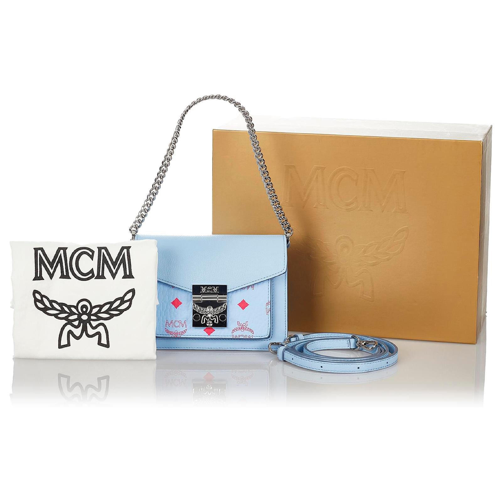 MCM Blue Mini Visetos Patricia Crossbody Bag Red Light blue Leather  Pony-style calfskin ref.234764 - Joli Closet