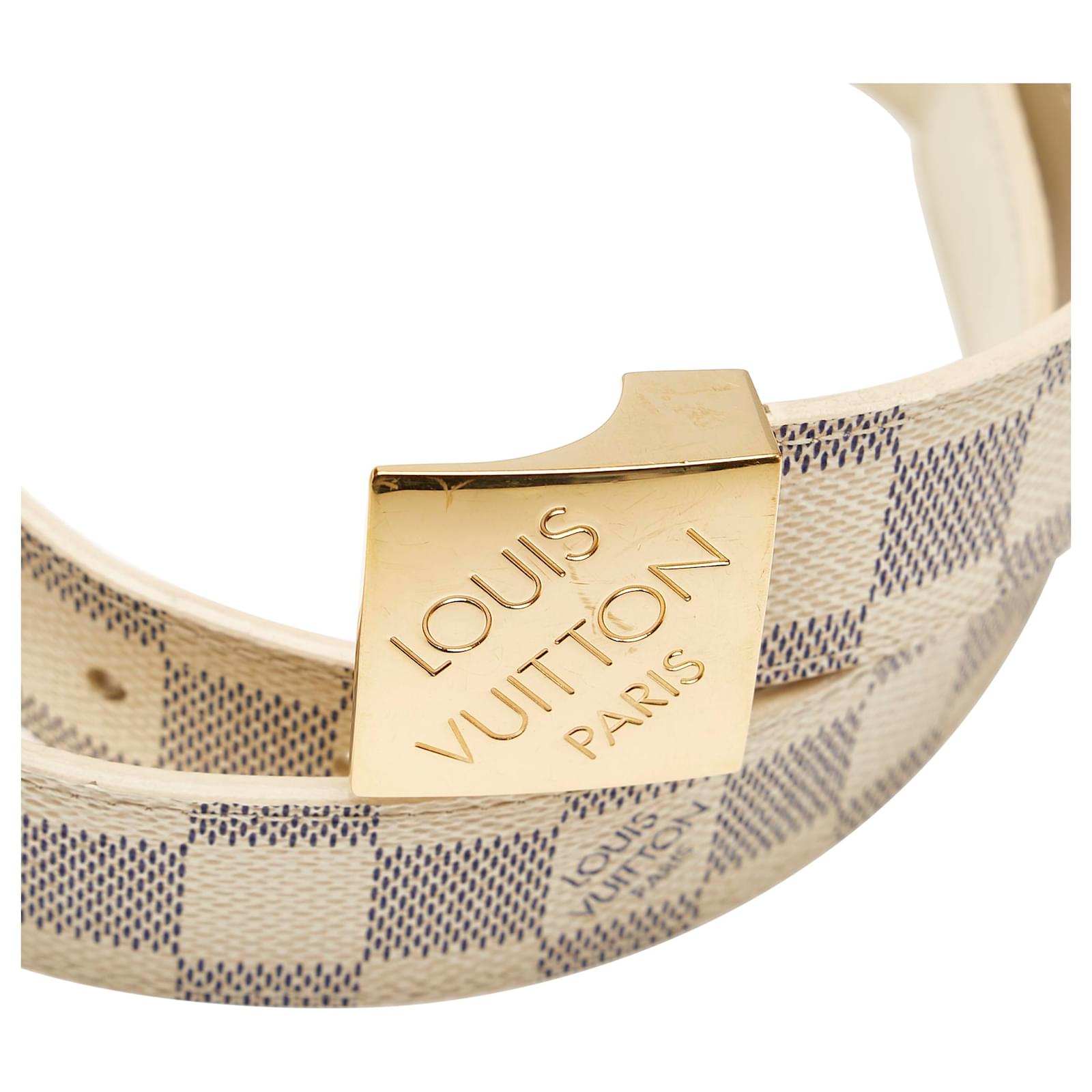 Cintura Louis Vuitton Damier Azur Saint Tulle bianca Bianco Blu Tela  Metallo ref.420895 - Joli Closet